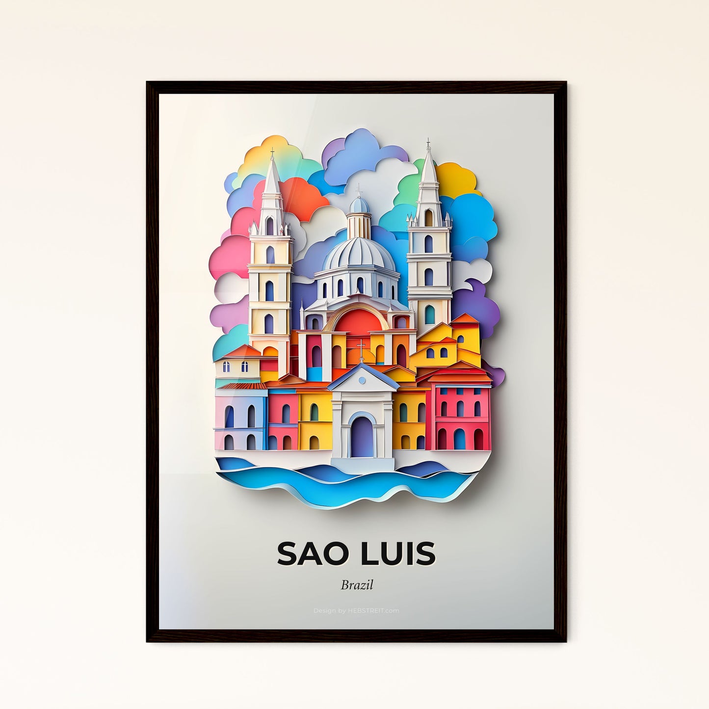 Vivid Sao Luis, Brazil - a paper cut of a church and a rainbow colored sky