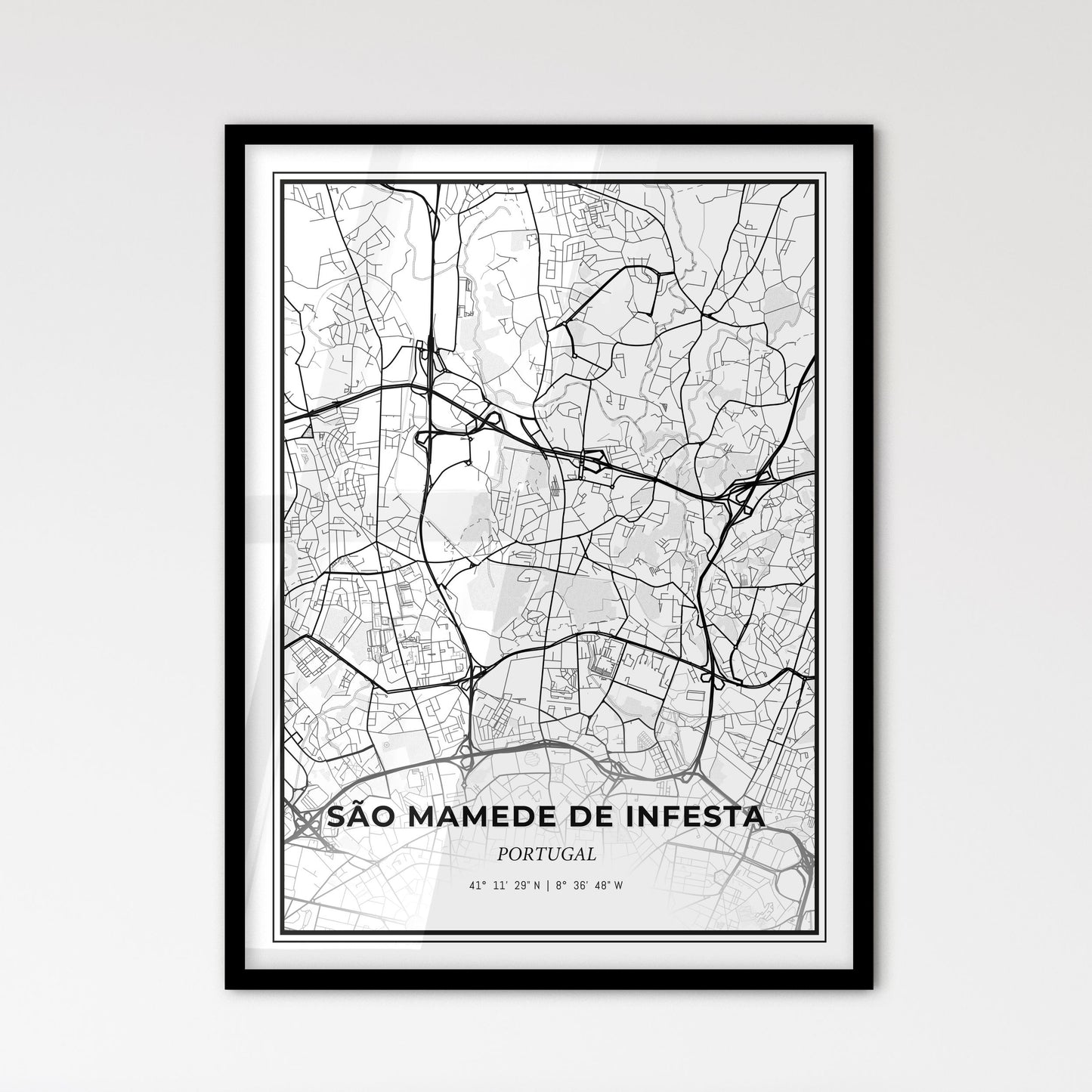 São Mamede de Infesta Portugal - Scandinavian Style City Map for Modern Home Decor