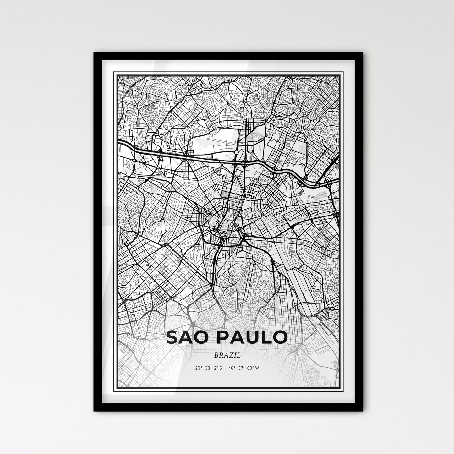 Sao Paulo Brazil - Scandinavian Style City Map for Modern Home Decor