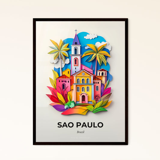 Vivid Sao Paulo, Brazil - a colorful church with palm trees and a blue sky