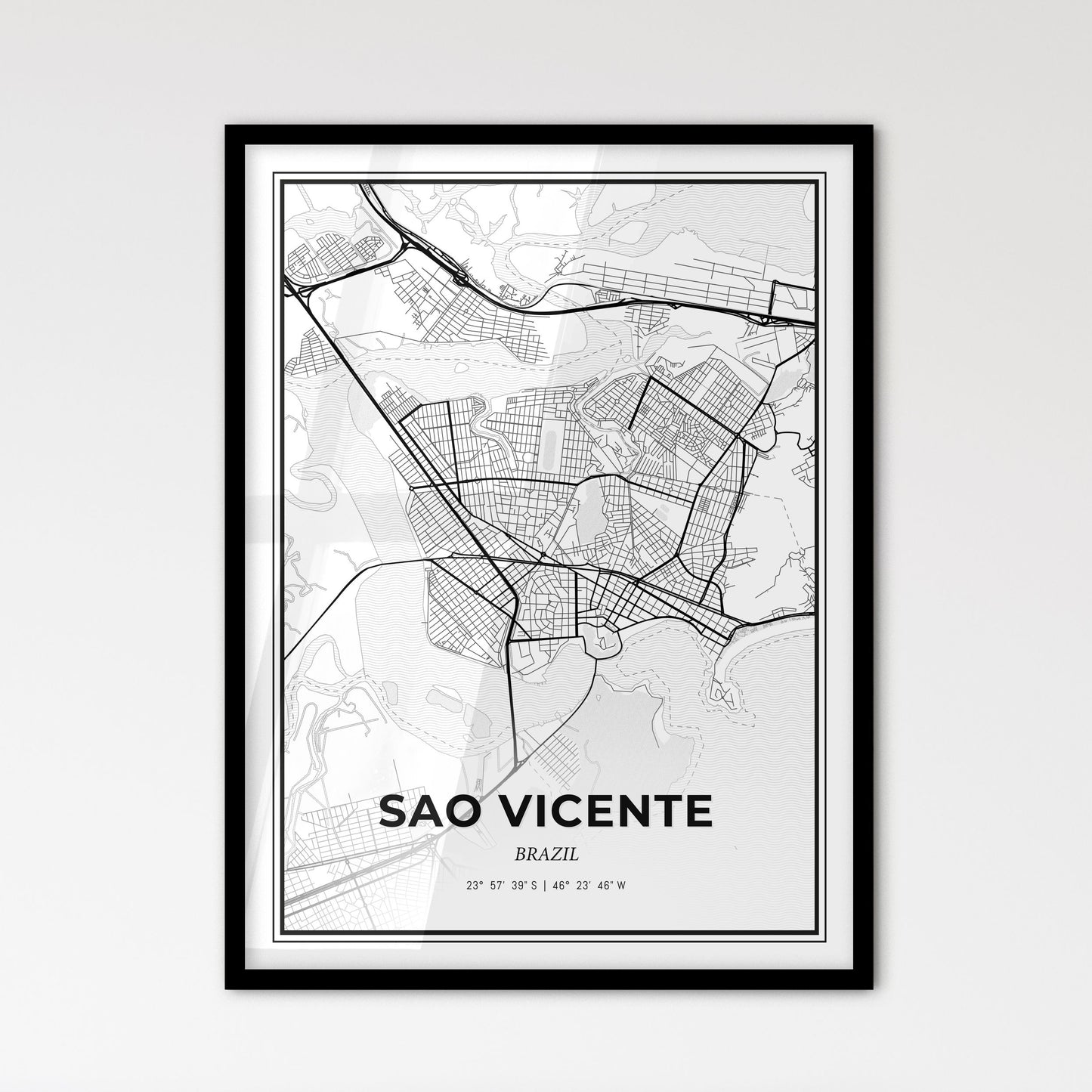 Sao Vicente Brazil - Scandinavian Style City Map for Modern Home Decor