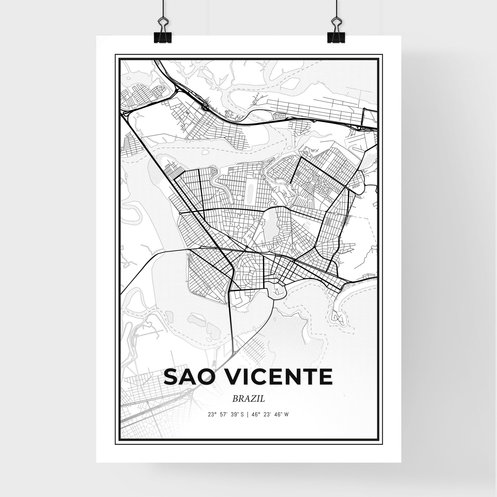 Sao Vicente Brazil - Premium City Map Poster