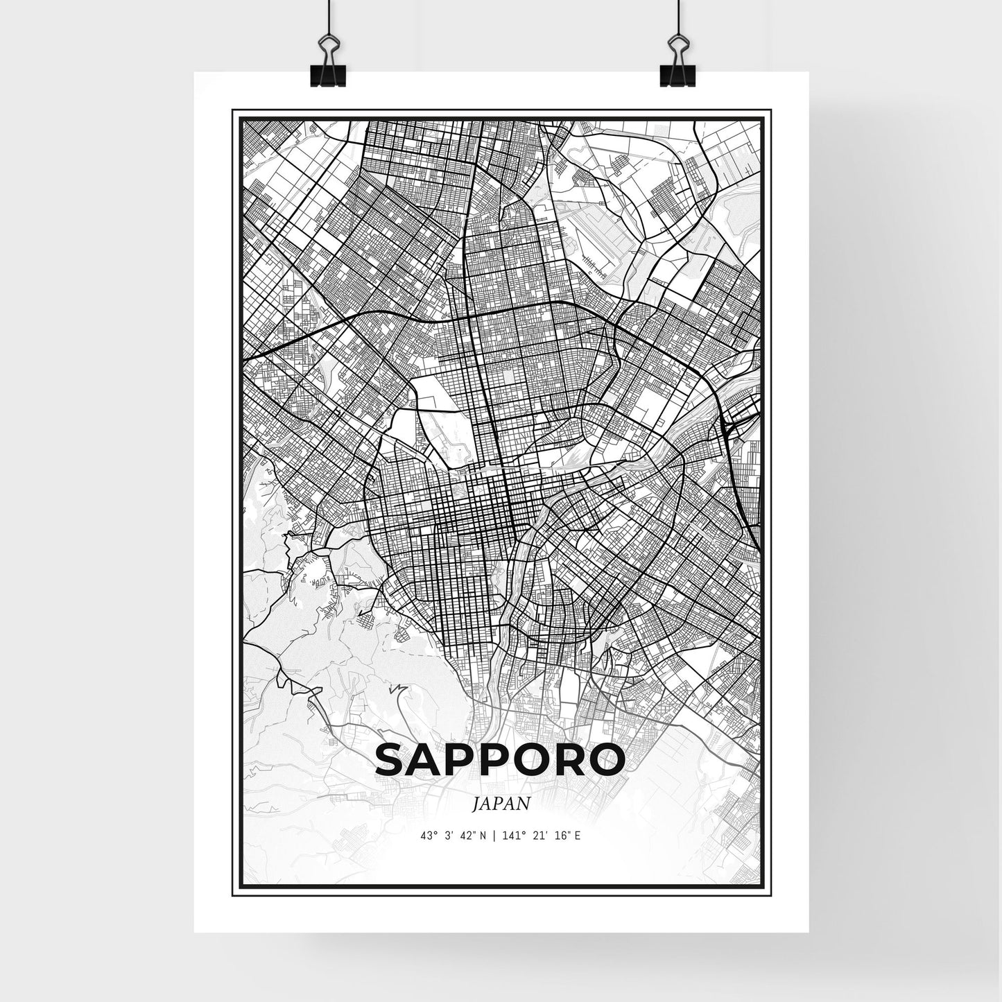 Sapporo Japan - Premium City Map Poster