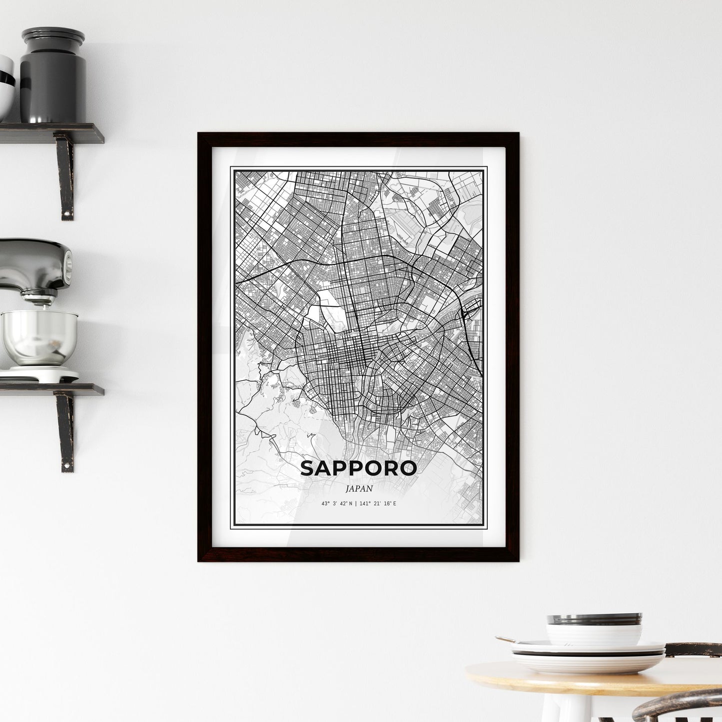 Sapporo Japan - Minimal City Map