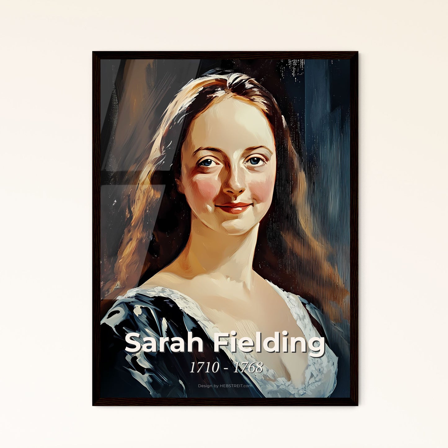 Portrait of Sarah Fielding, 1710 - 1768. Impressionistic painting of a painting of a woman.