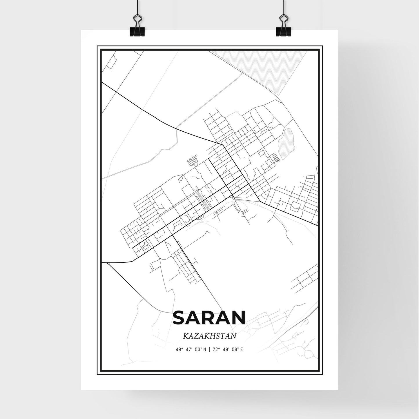 Saran Kazakhstan - Premium City Map Poster