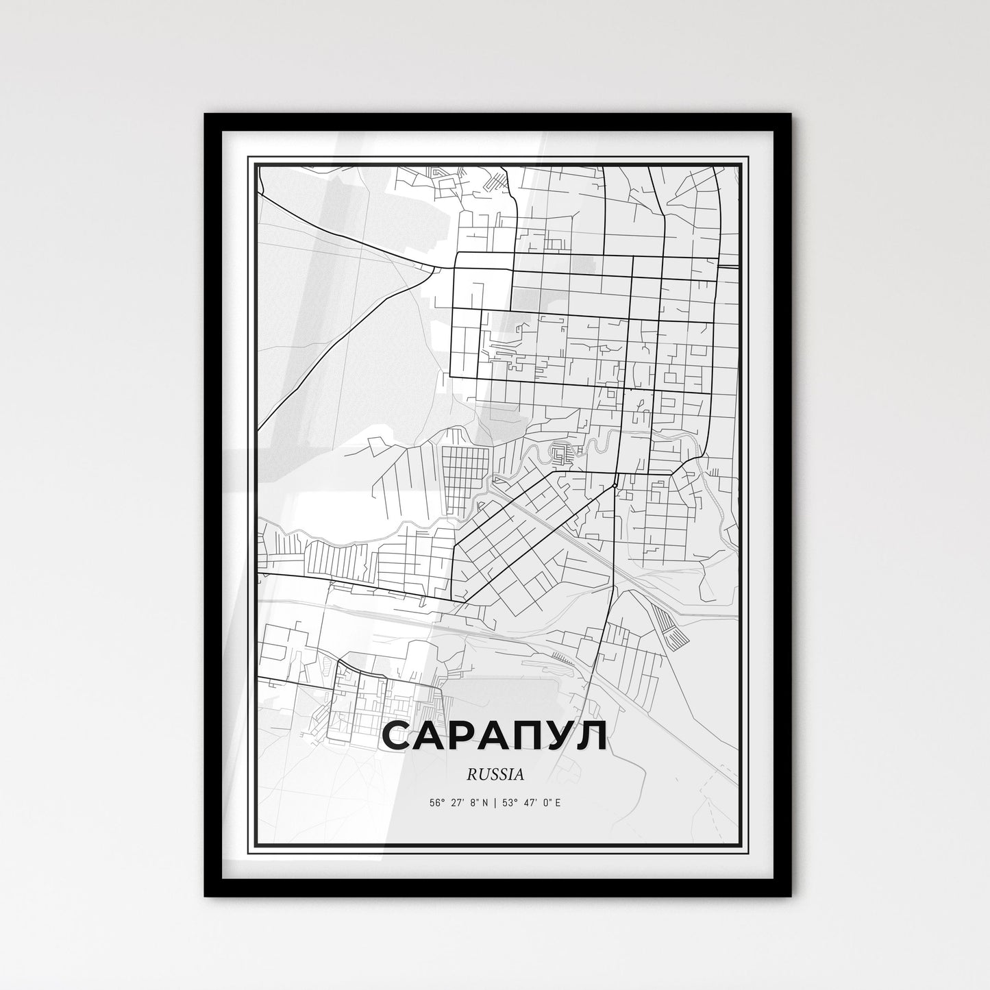 Sarapul Russia - Scandinavian Style City Map for Modern Home Decor