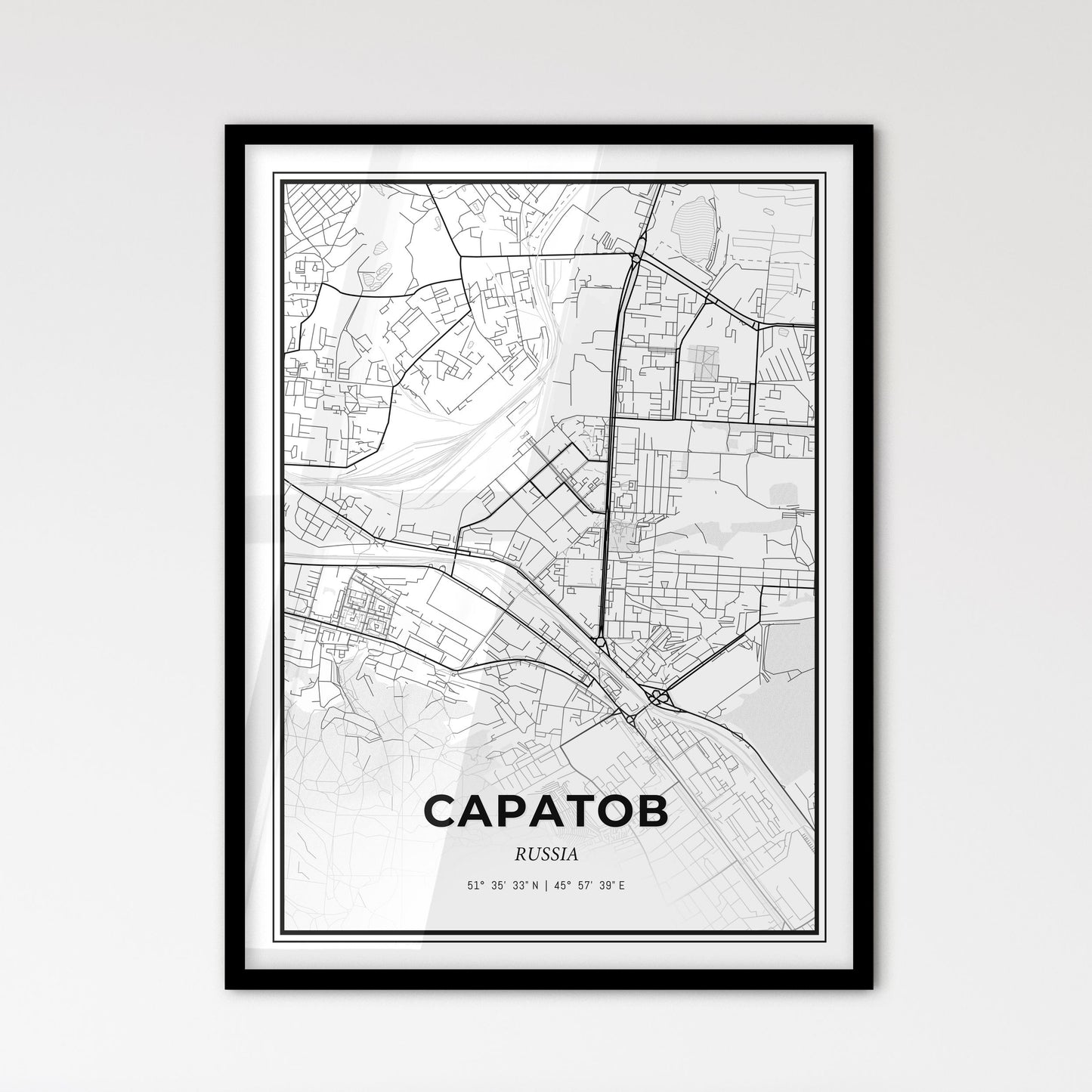 Saratov Russia - Scandinavian Style City Map for Modern Home Decor