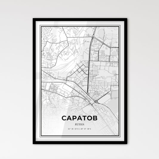 Saratov Russia - Scandinavian Style City Map for Modern Home Decor