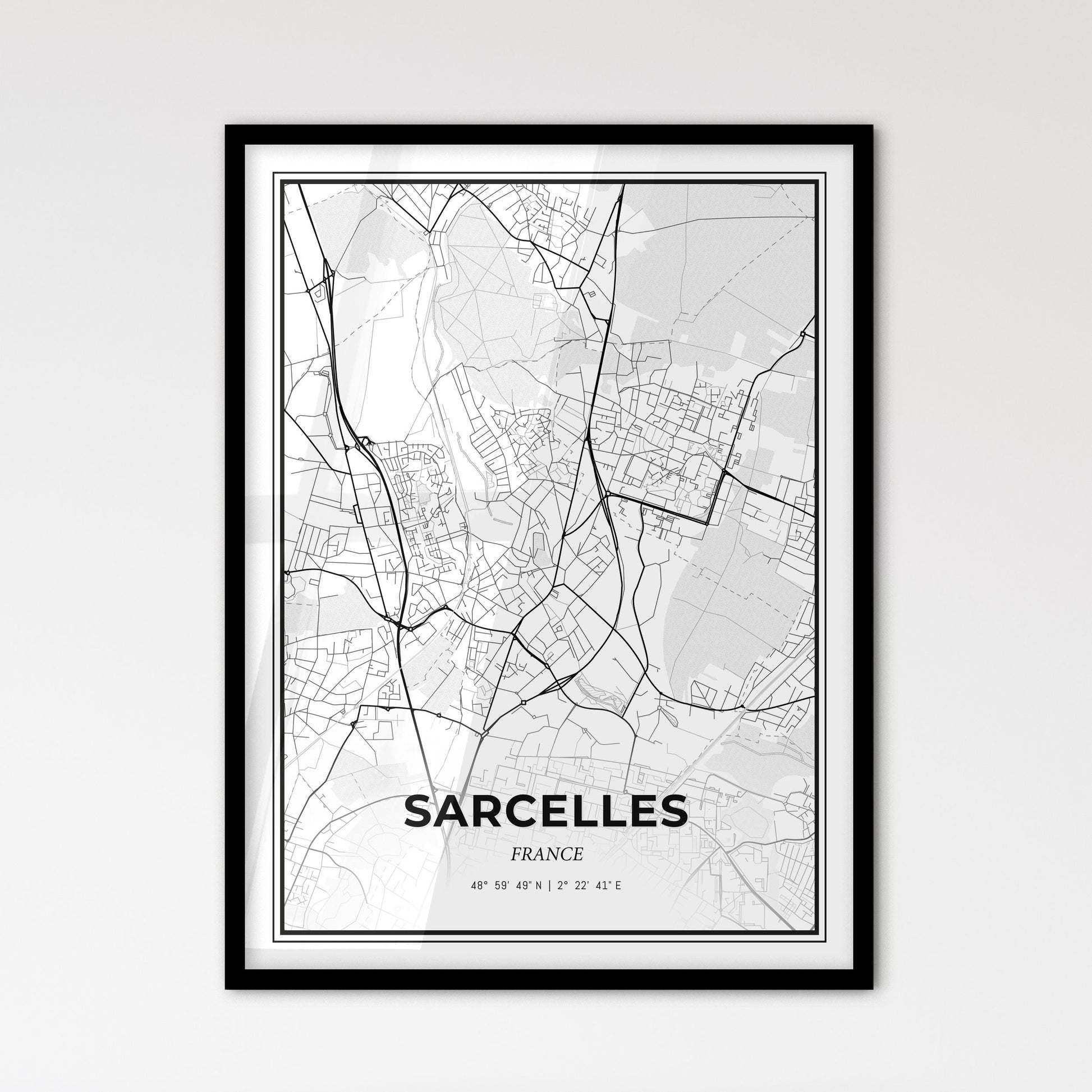 Sarcelles France - Scandinavian Style City Map for Modern Home Decor