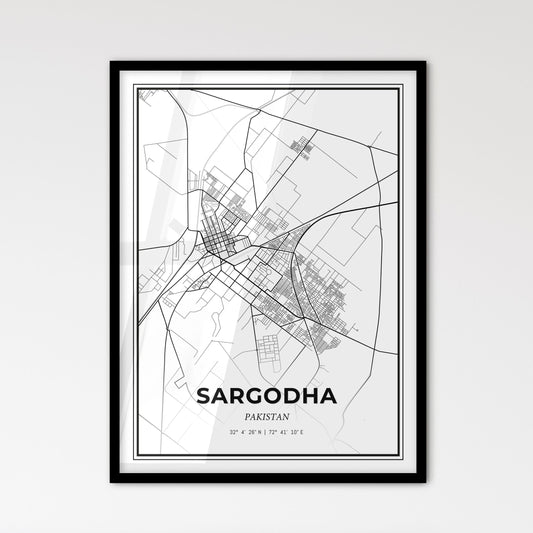 Sargodha Pakistan - Scandinavian Style City Map for Modern Home Decor