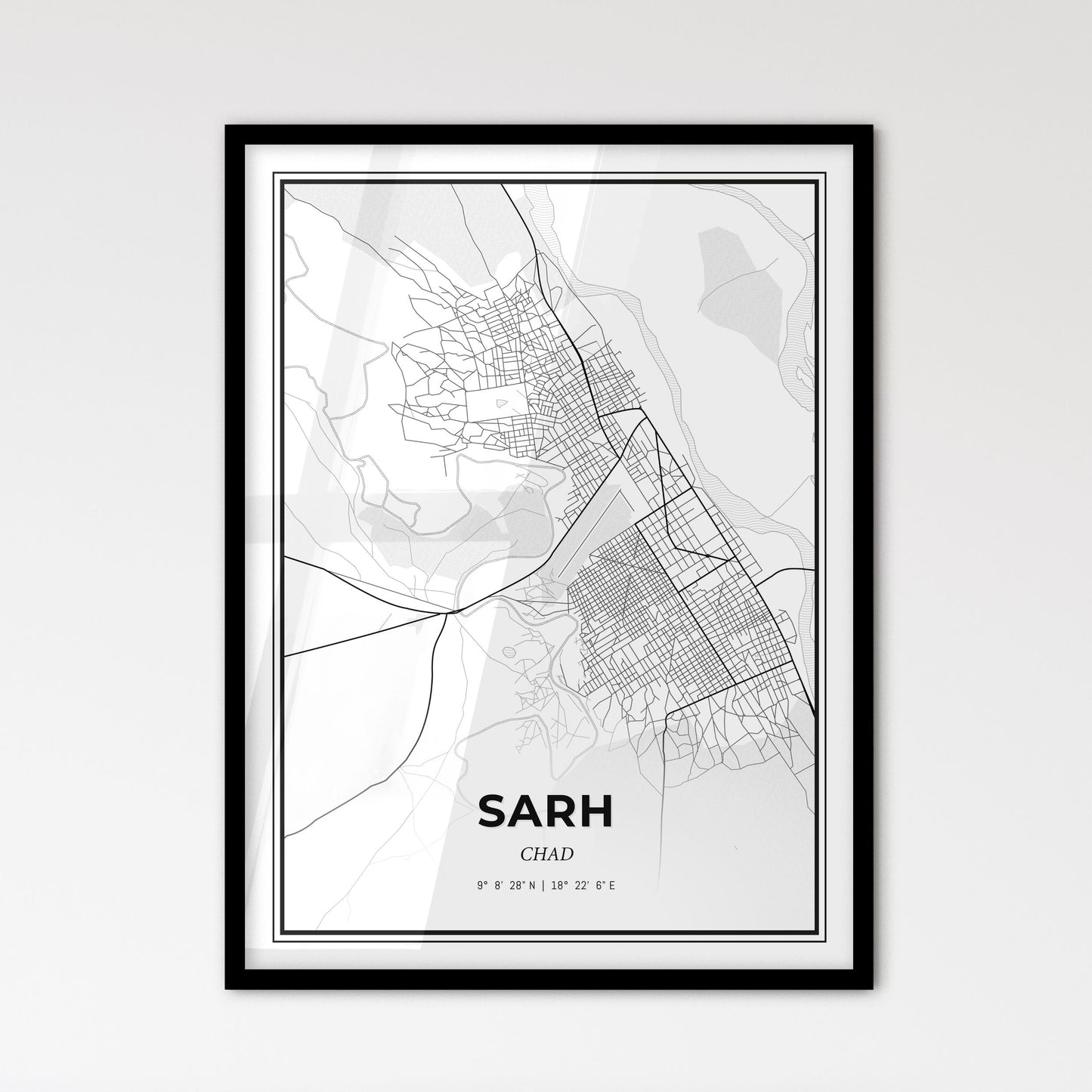 Sarh Chad - Scandinavian Style City Map for Modern Home Decor