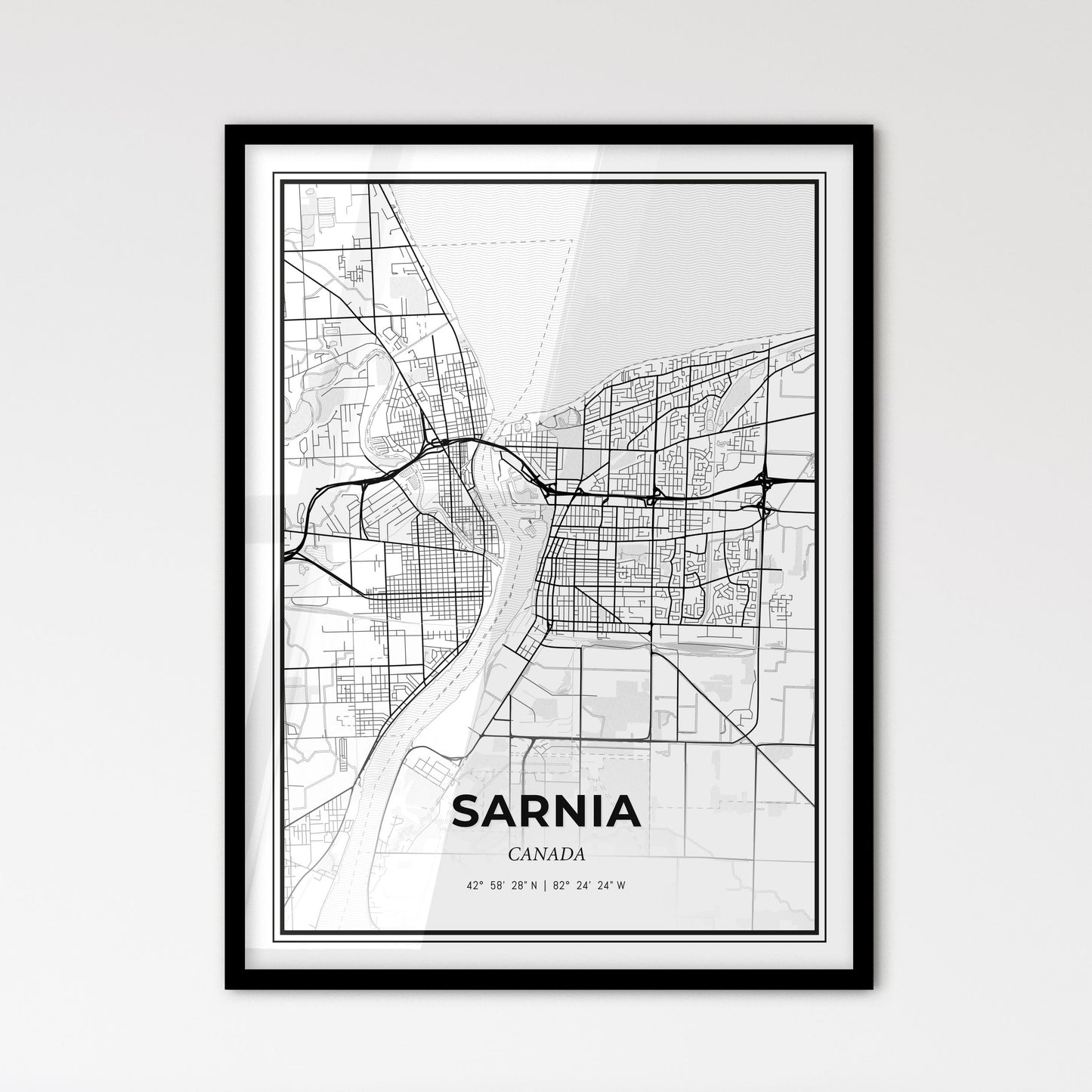 Sarnia Canada - Scandinavian Style City Map for Modern Home Decor