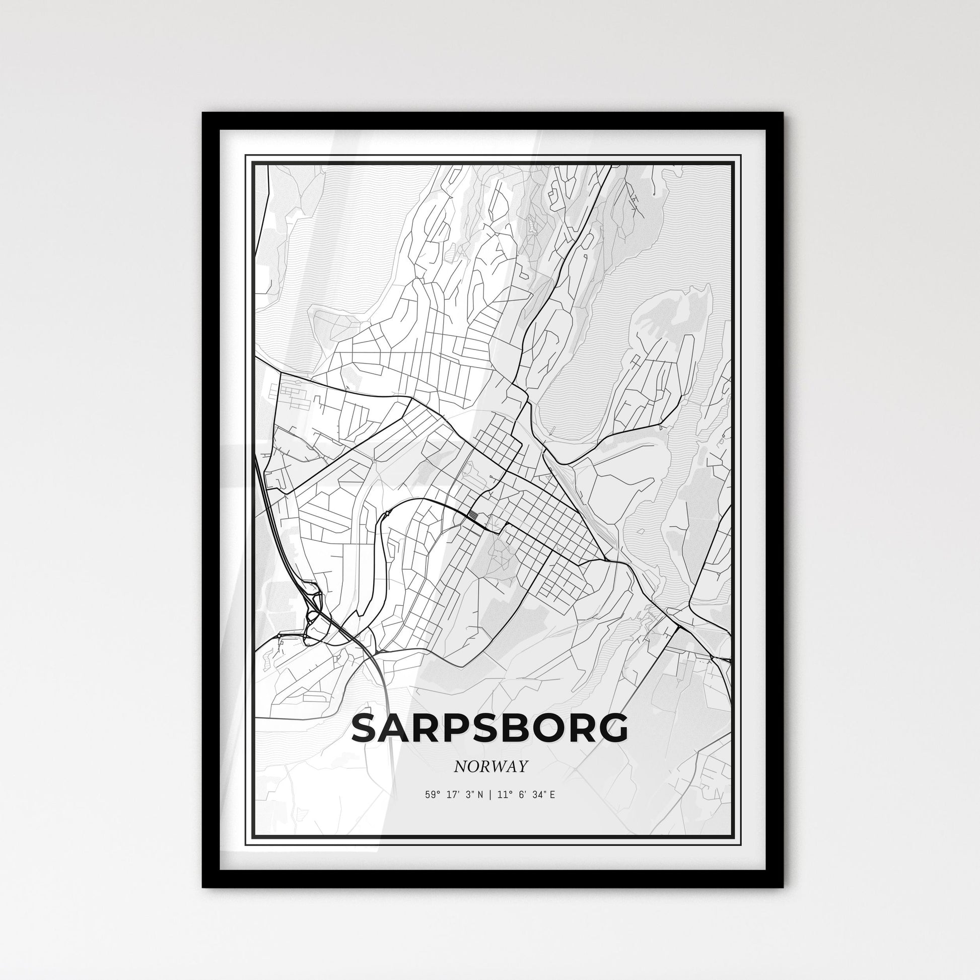 Sarpsborg Norway - Scandinavian Style City Map for Modern Home Decor