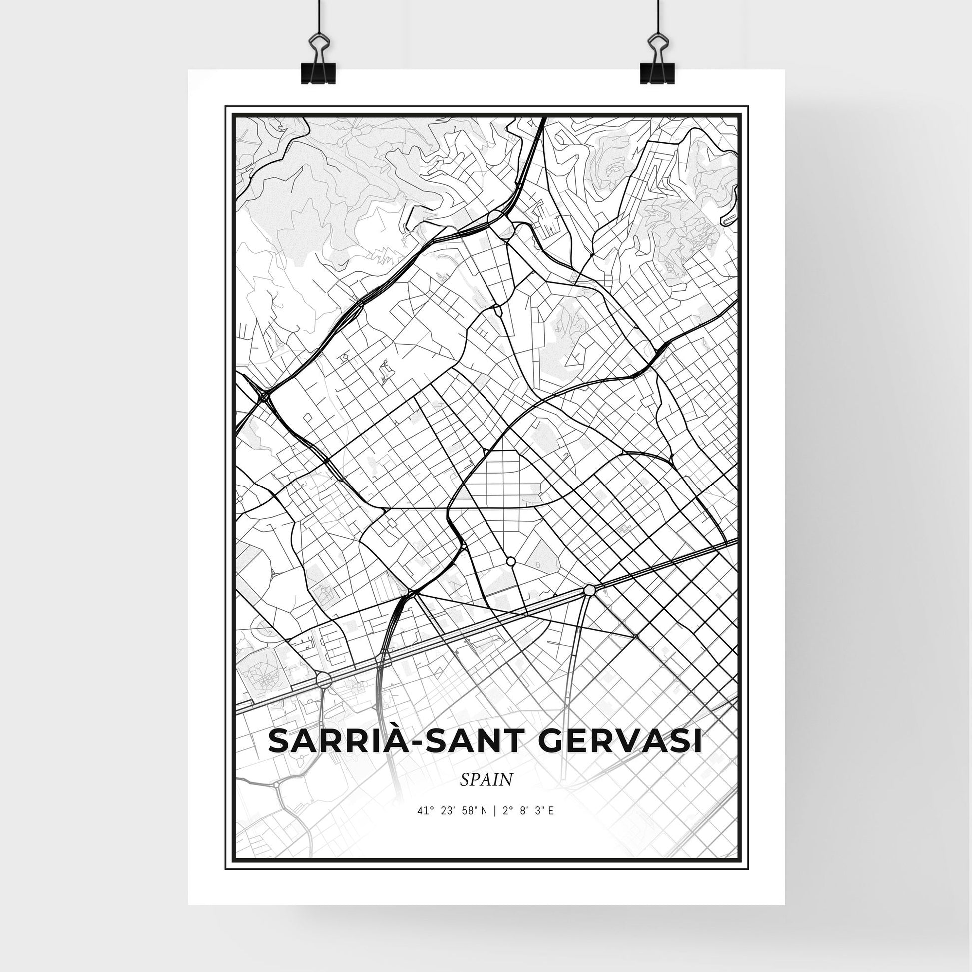 Sarrià-Sant Gervasi Spain - Premium City Map Poster