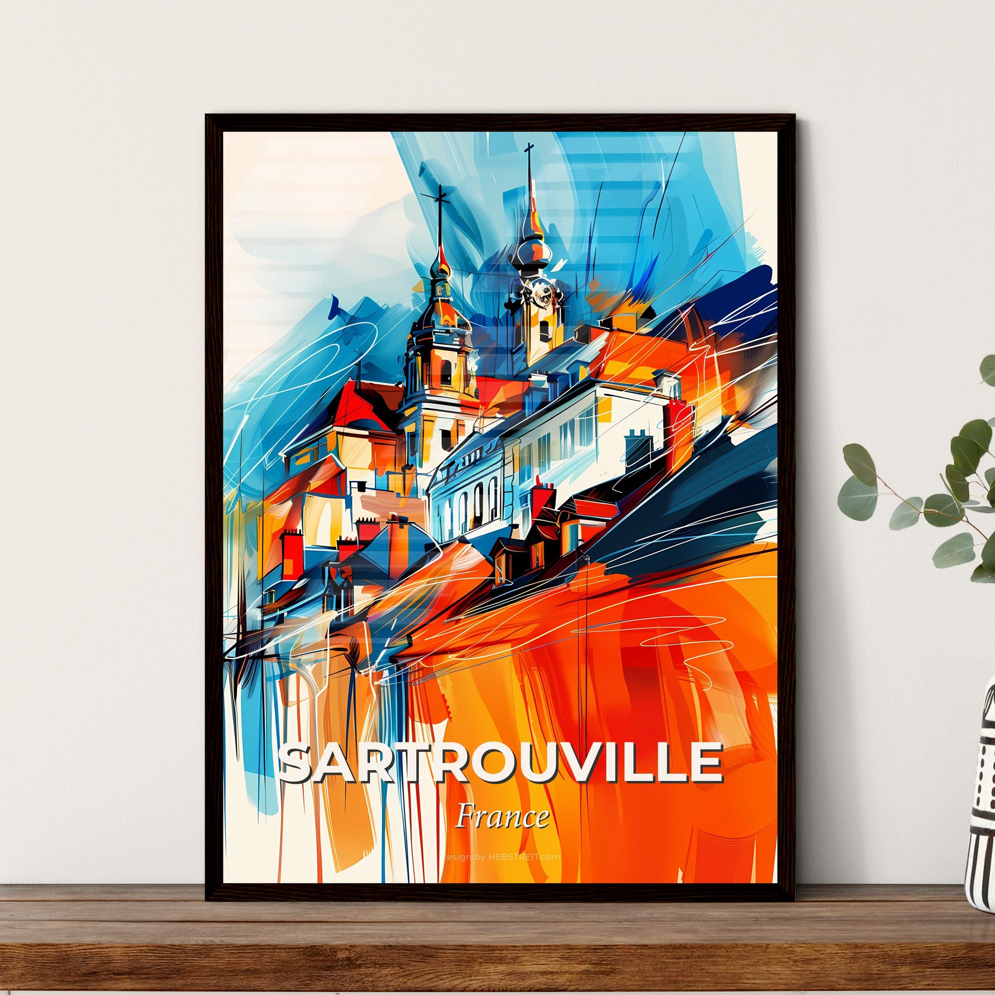 Vibrant Sartrouville, France - A Painting Of A Building