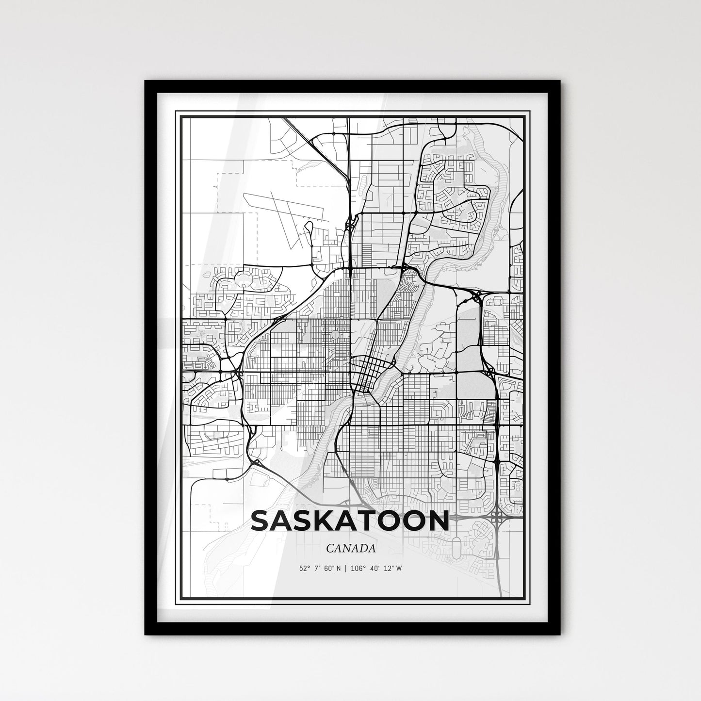 Saskatoon Canada - Scandinavian Style City Map for Modern Home Decor