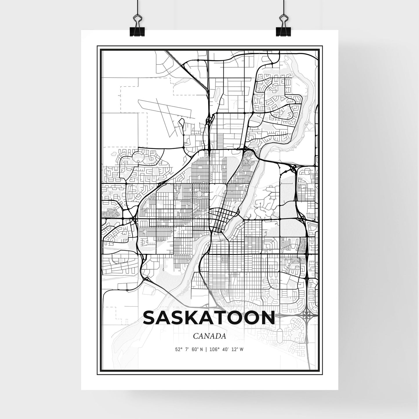 Saskatoon Canada - Premium City Map Poster