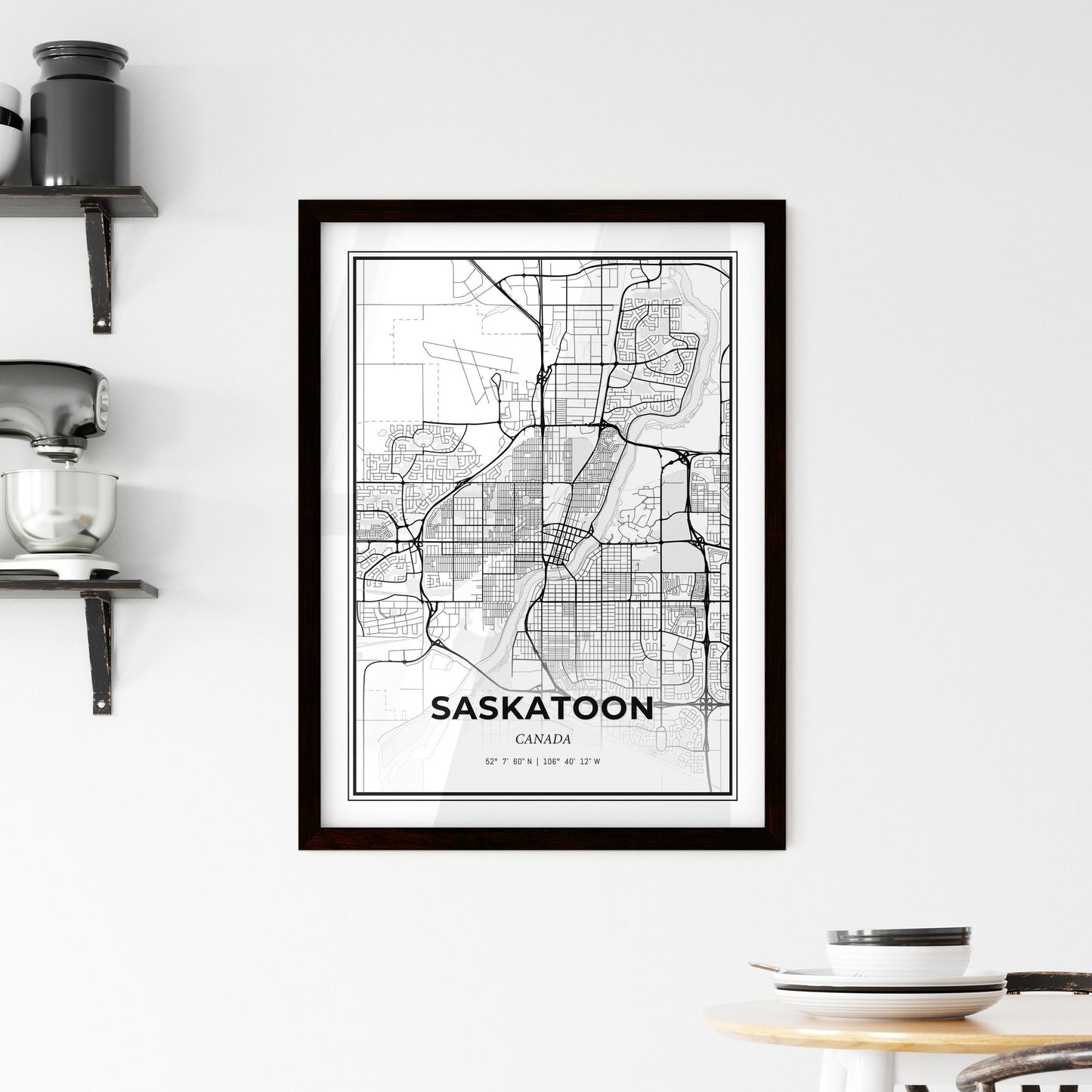 Saskatoon Canada - Minimal City Map