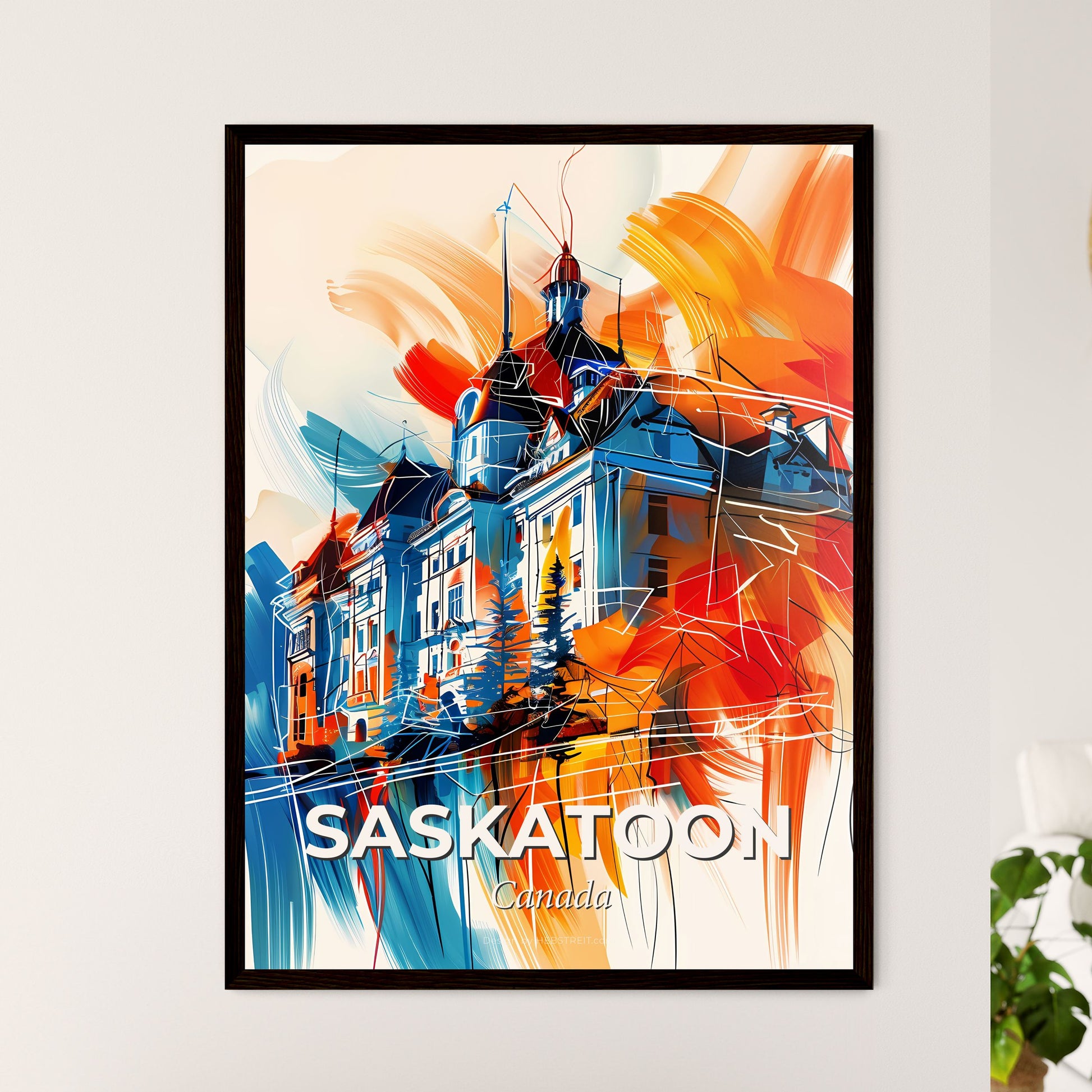 Vibrant Saskatoon, Canada - A Painting Of A Building