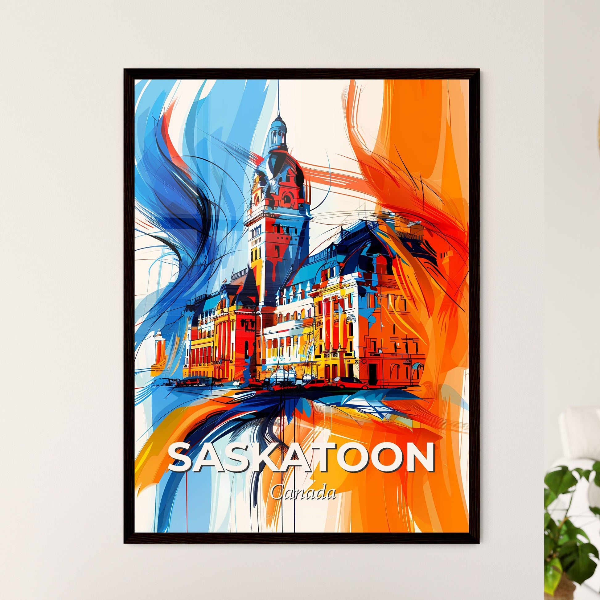 Vibrant Saskatoon, Canada - A Painting Of A Building