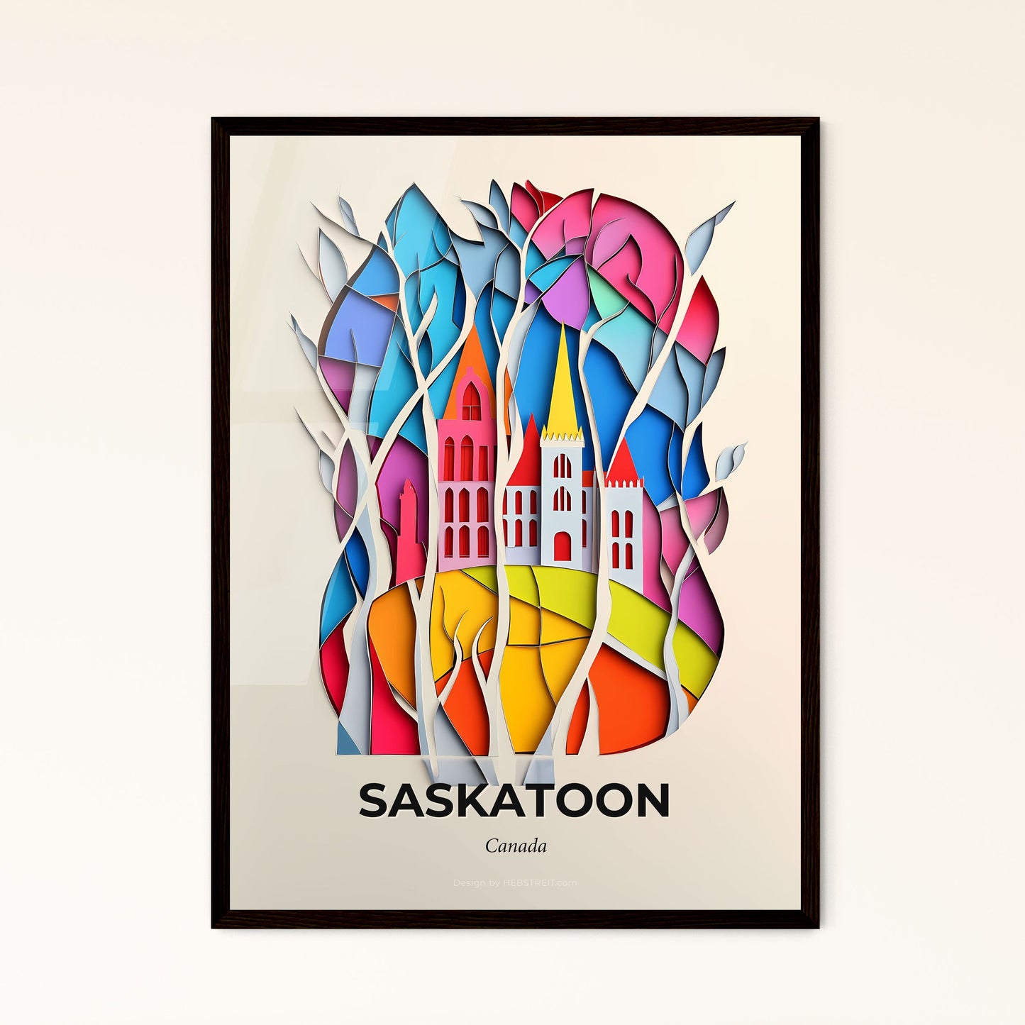 Vivid Saskatoon, Canada - a paper cut of a church in a forest