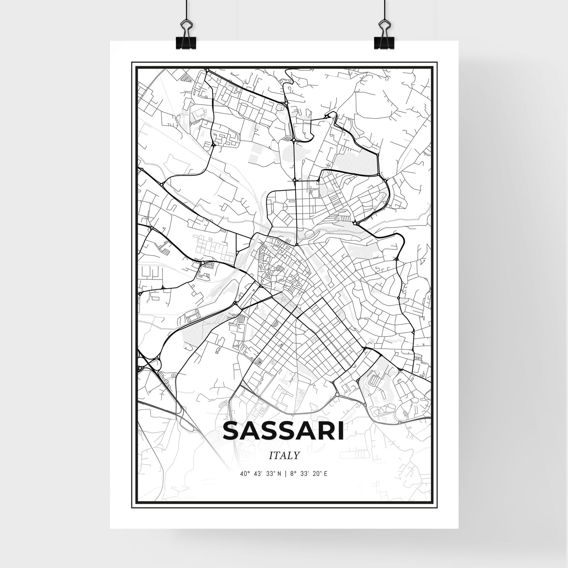 Sassari Italy - Premium City Map Poster