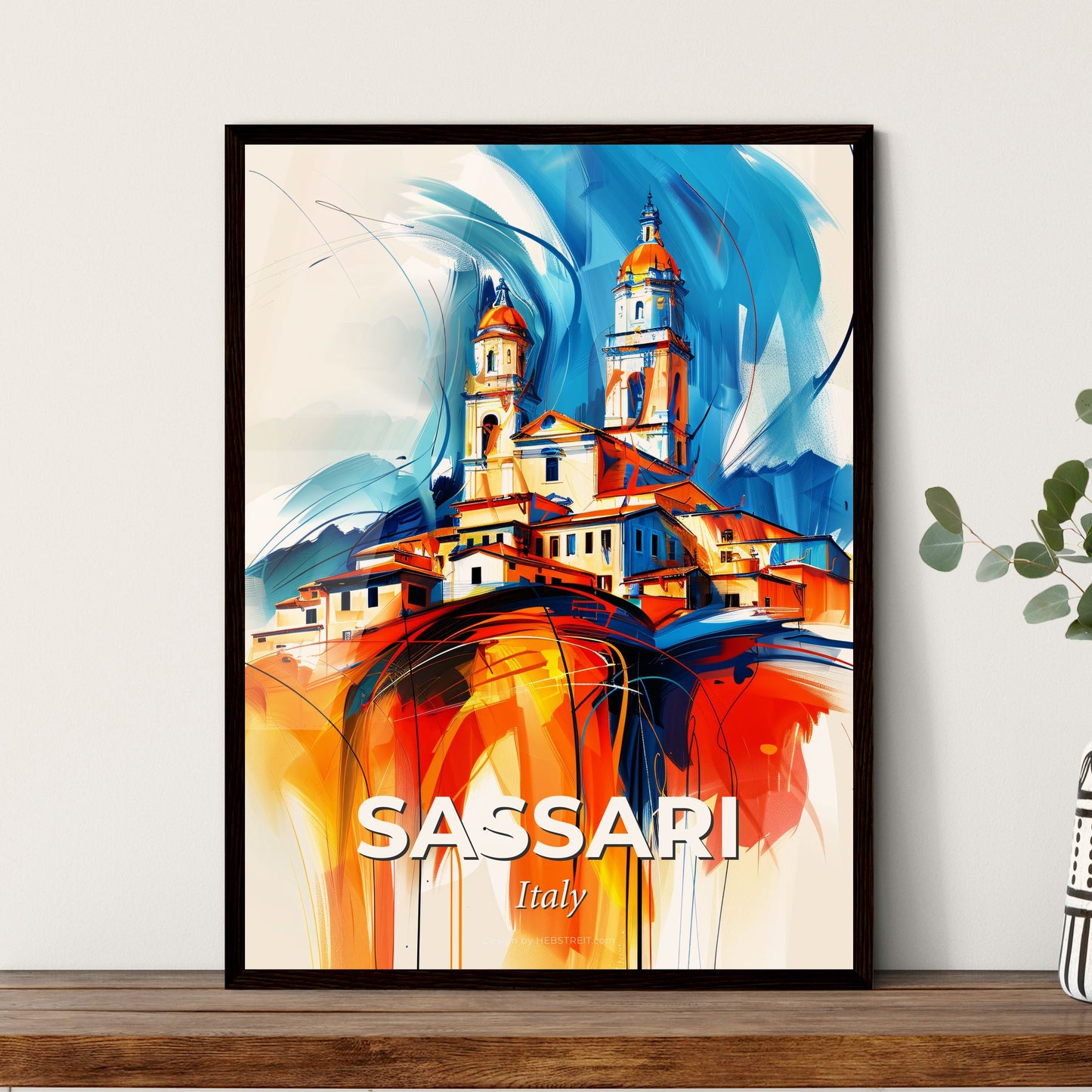 Vibrant Sassari, Italy - A Painting Of A Building