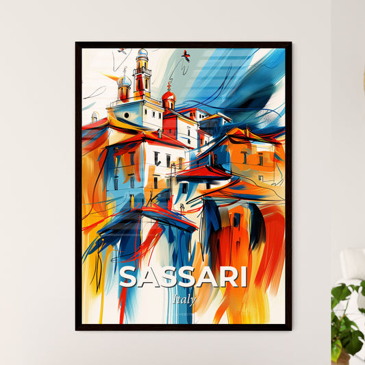 Vibrant Sassari, Italy - A Painting Of A Building