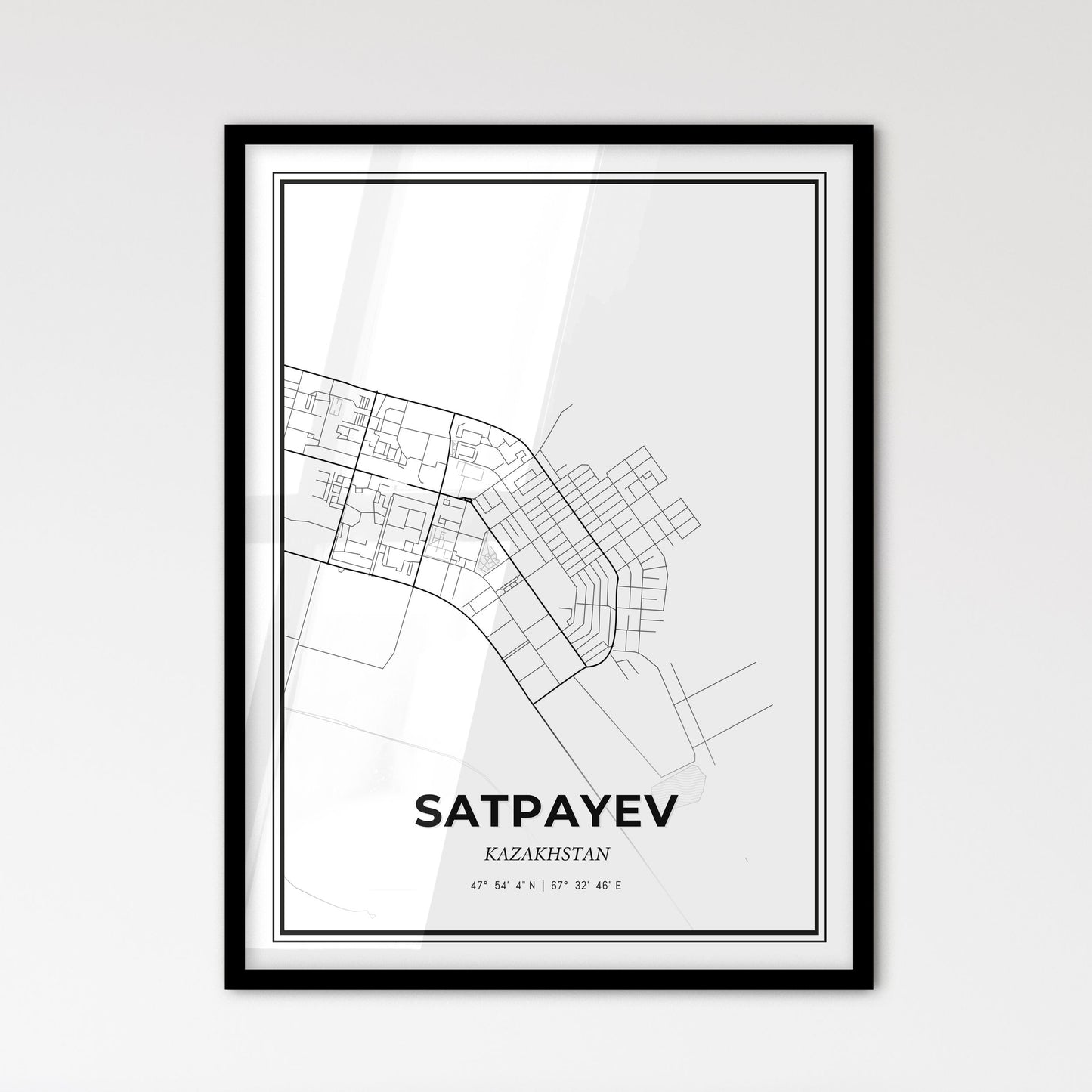 Satpayev Kazakhstan - Scandinavian Style City Map for Modern Home Decor