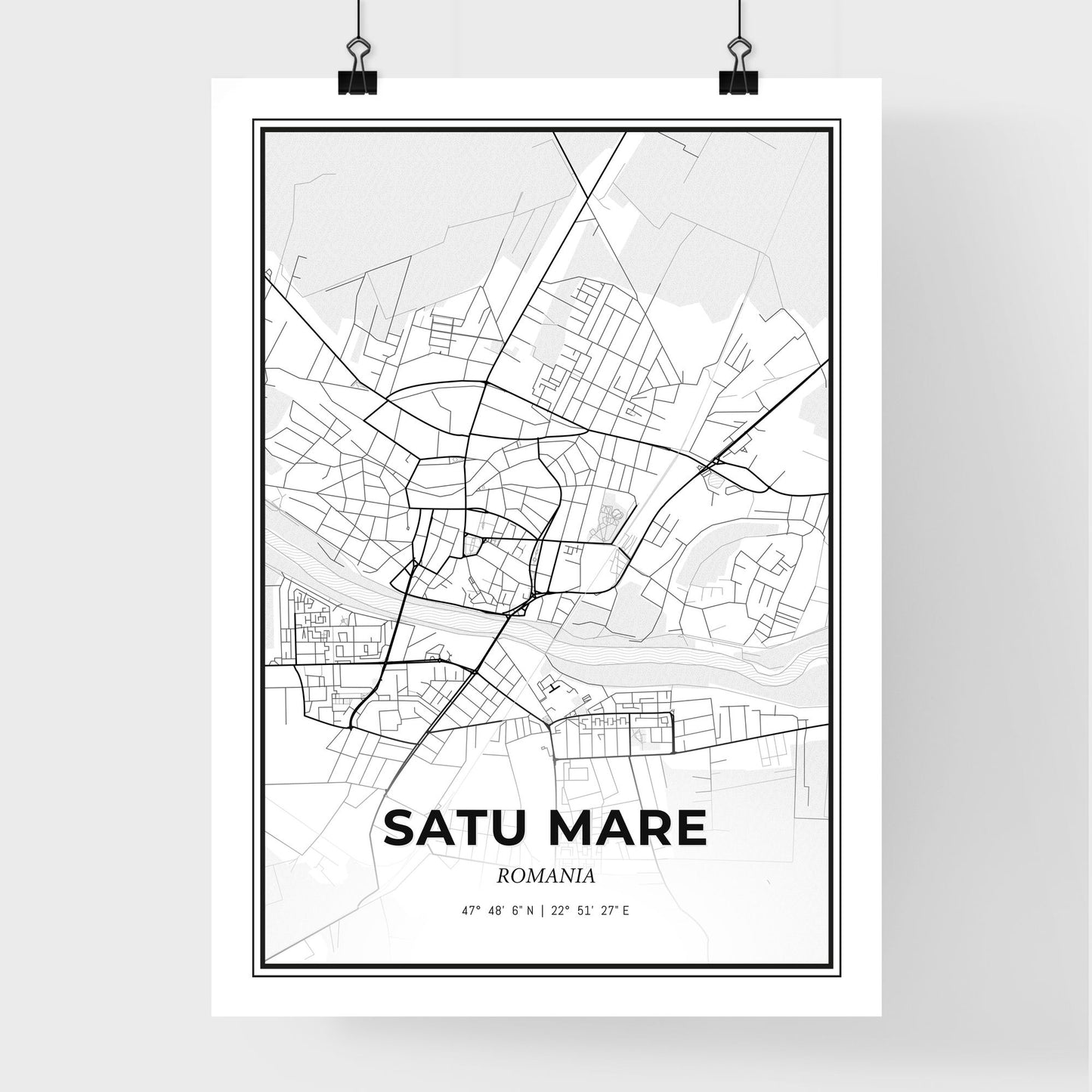 Satu Mare Romania - Premium City Map Poster