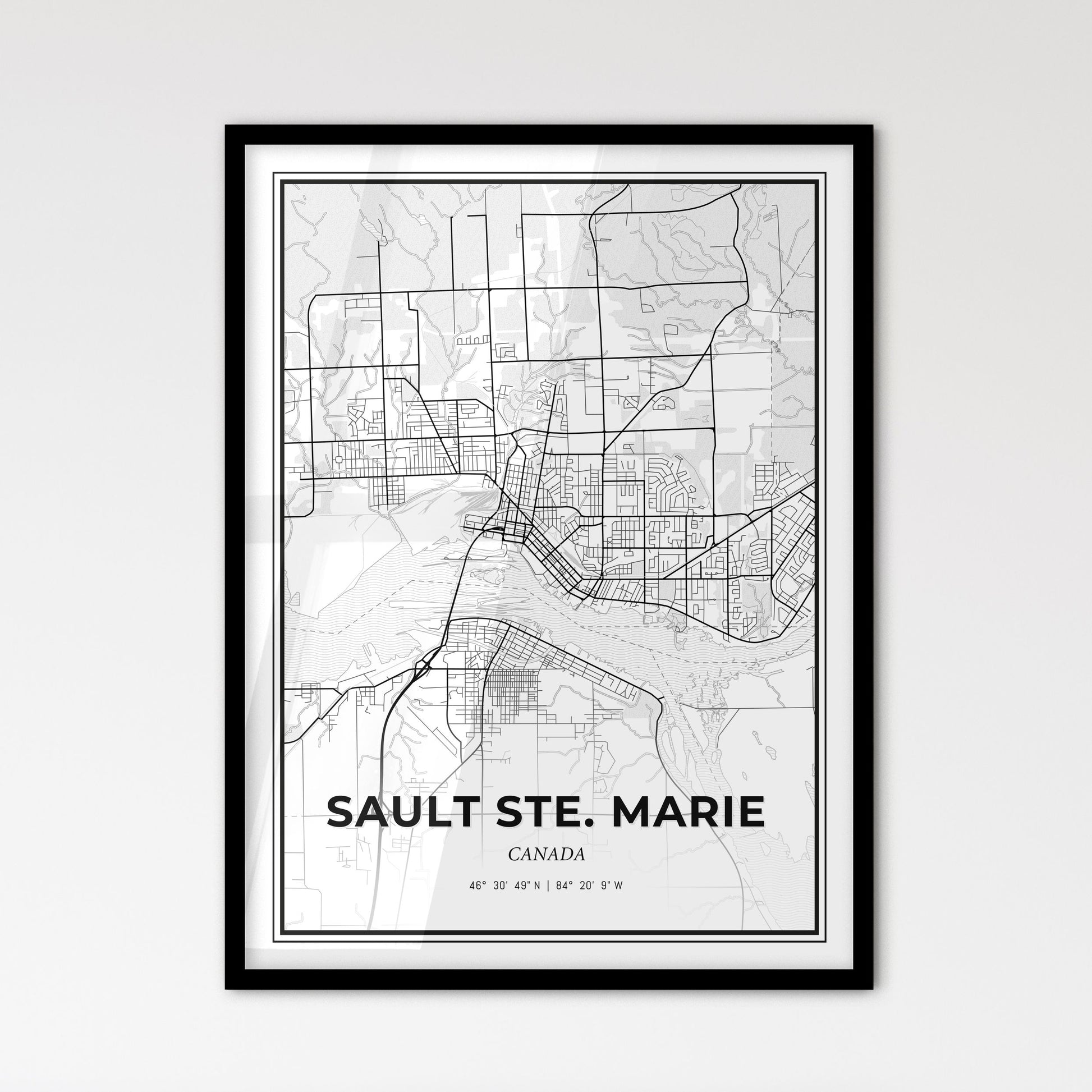 Sault Ste. Marie Canada - Scandinavian Style City Map for Modern Home Decor