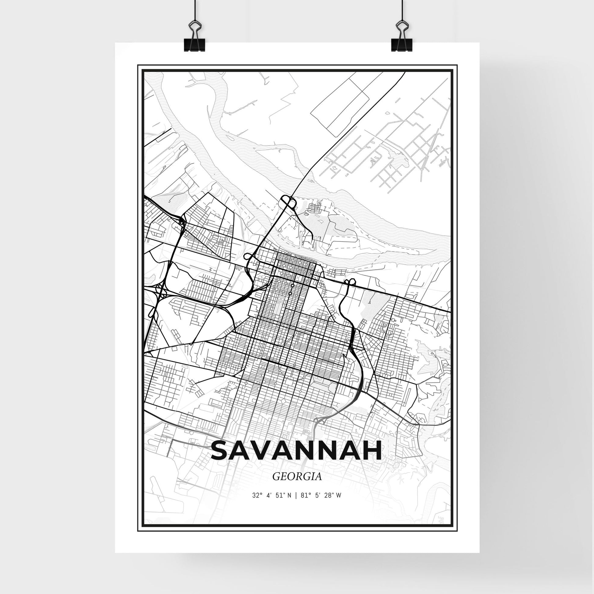 Savannah Georgia - Premium City Map Poster