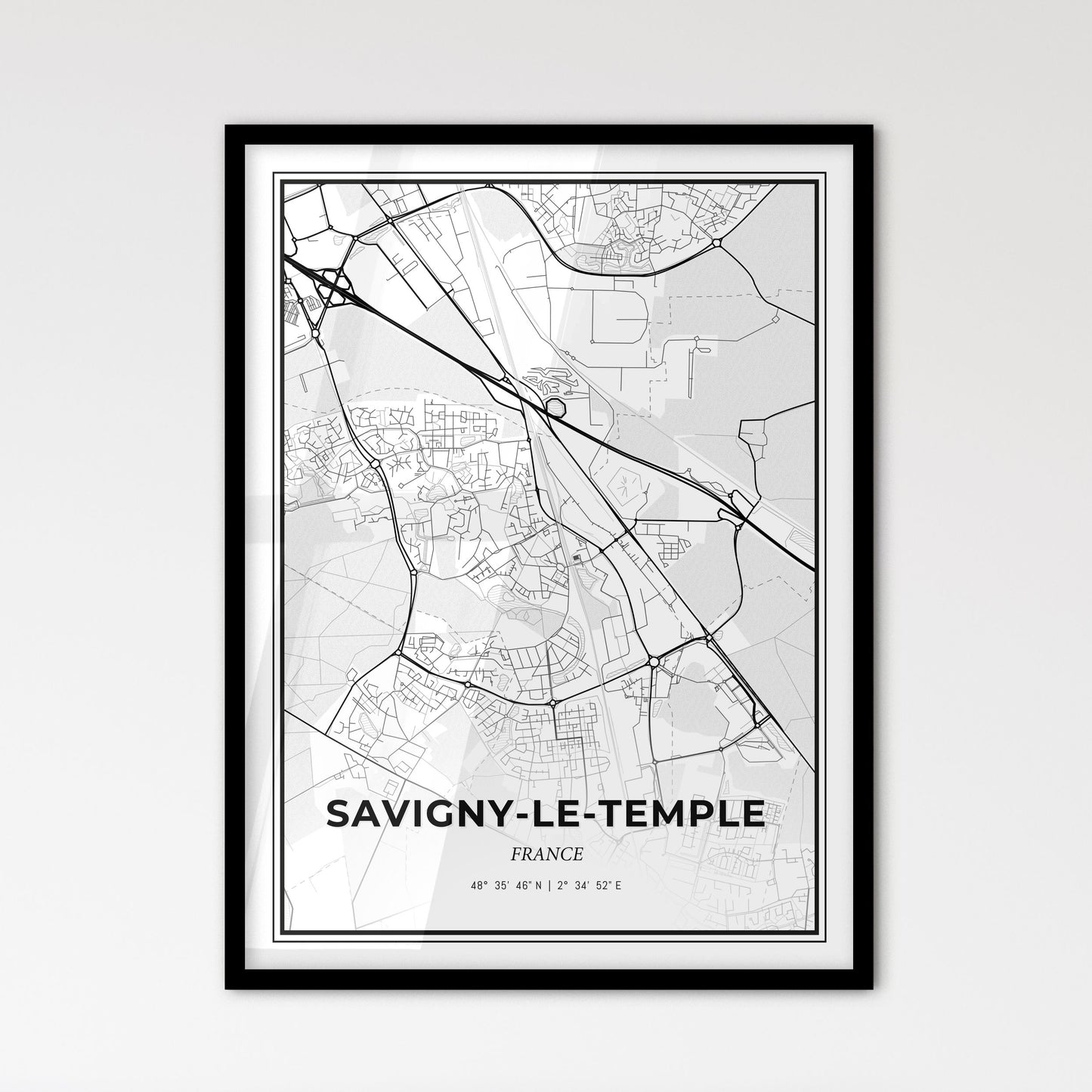 Savigny-le-Temple France - Scandinavian Style City Map for Modern Home Decor