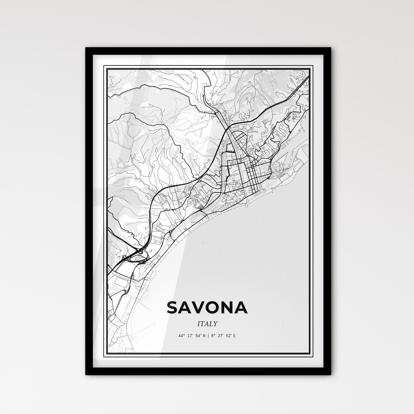 Savona Italy - Scandinavian Style City Map for Modern Home Decor