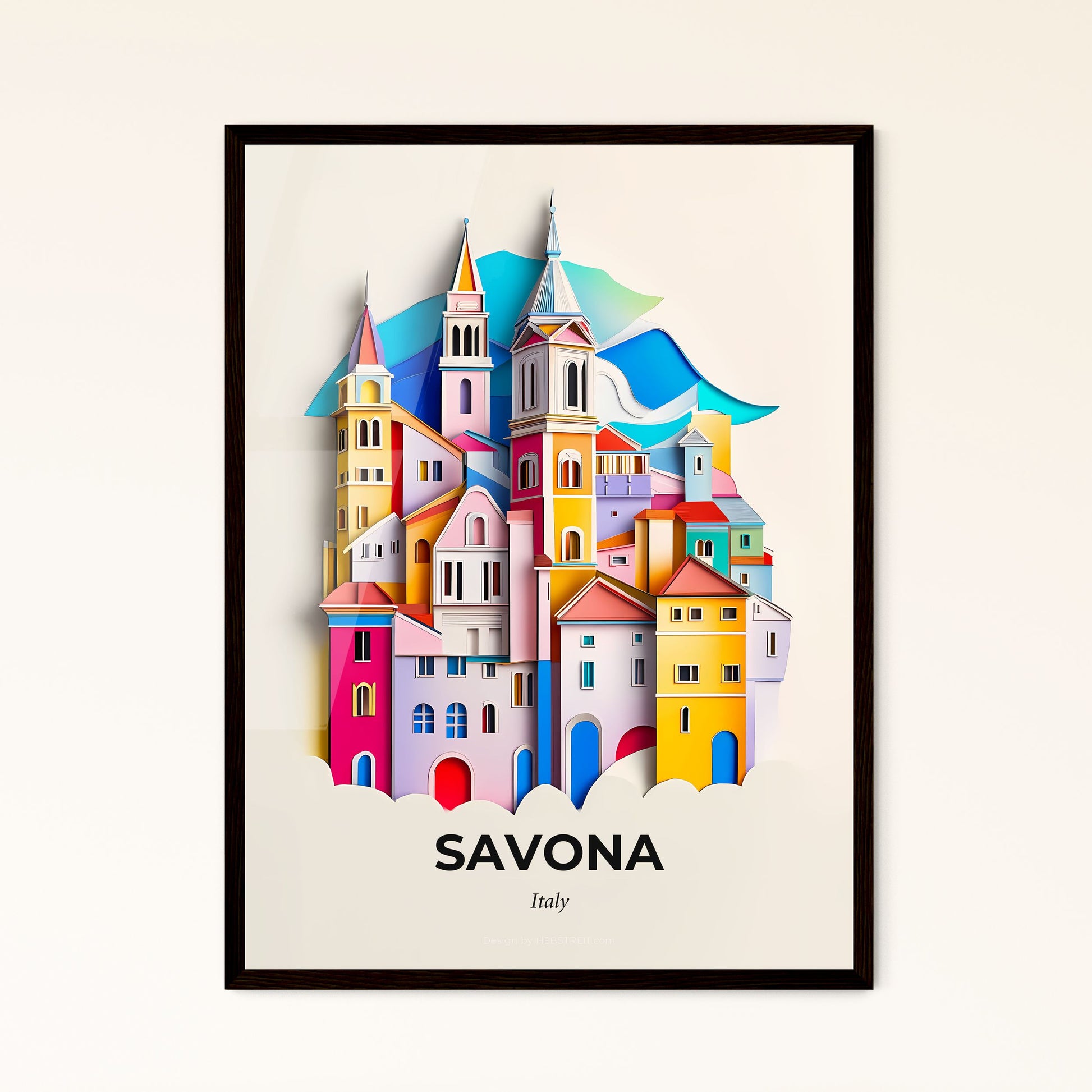 Vivid Savona, Italy - a colorful city with a flag flying in the sky