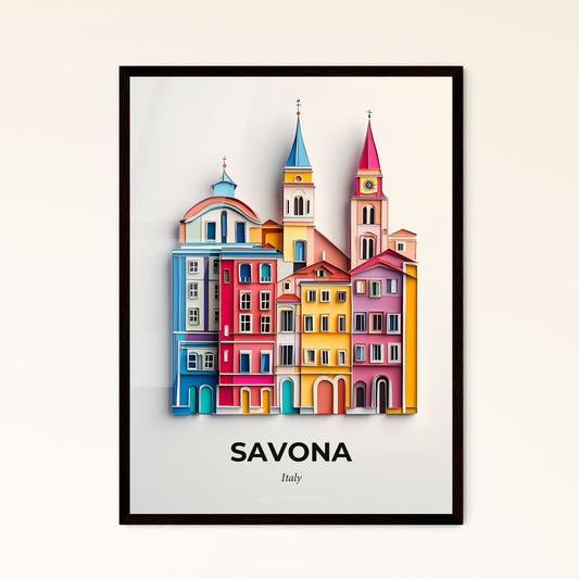 Vivid Savona, Italy - a group of buildings with a clock tower