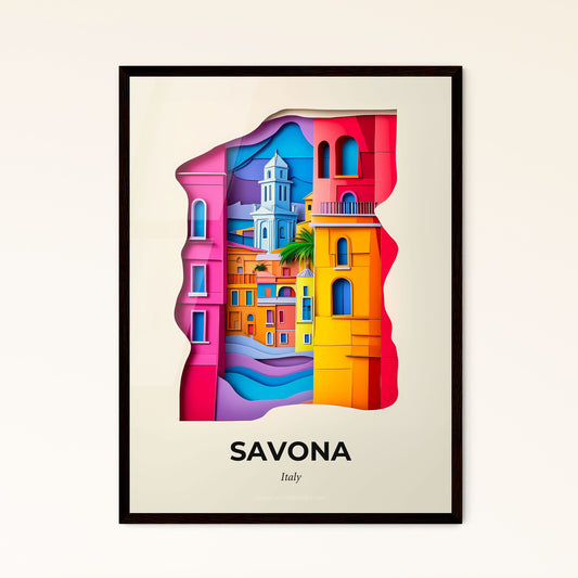 Vivid Savona, Italy - a paper cut of a city with a river