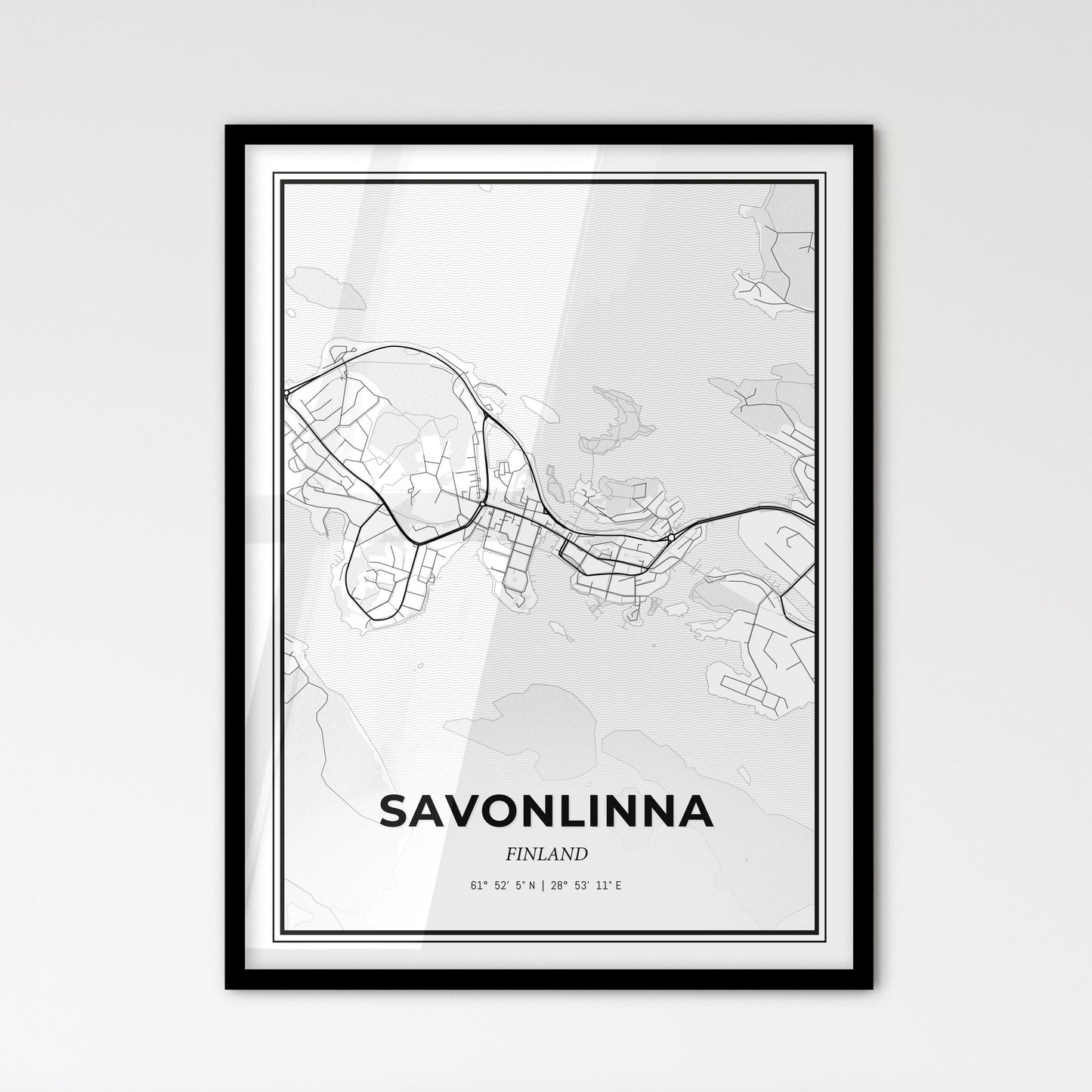 Savonlinna Finland - Scandinavian Style City Map for Modern Home Decor