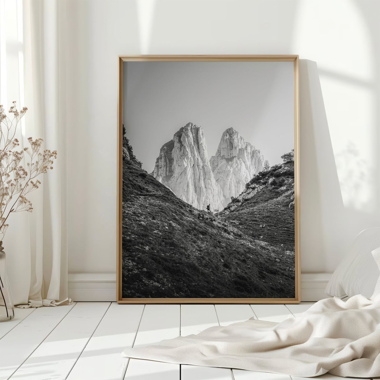 Saxer Lücke Hiker – Black and White Swiss Alps Wall Art Print