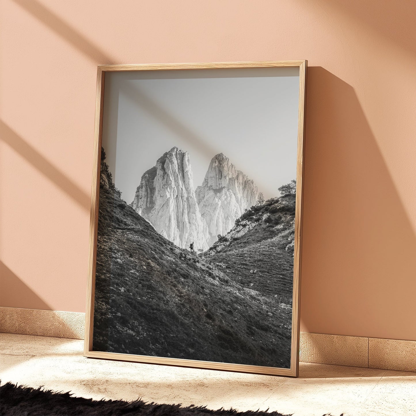 Saxer Lücke Hiker – Black and White Swiss Alps Wall Art Print