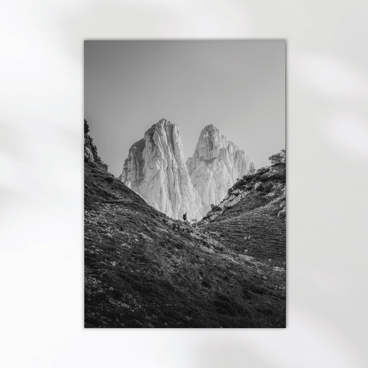 Saxer Lücke Hiker – Black and White Swiss Alps Wall Art Print