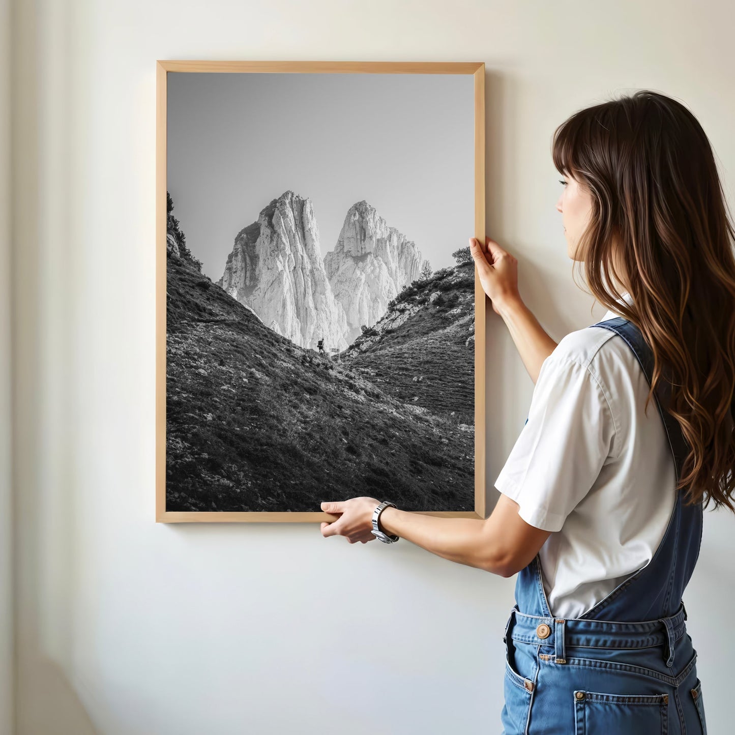 Saxer Lücke Hiker – Black and White Swiss Alps Wall Art Print
