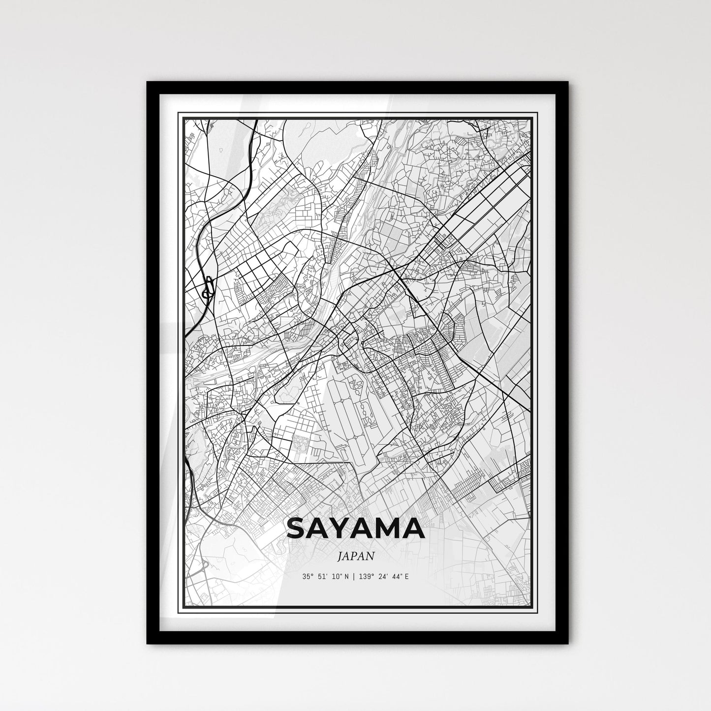 Sayama Japan - Scandinavian Style City Map for Modern Home Decor