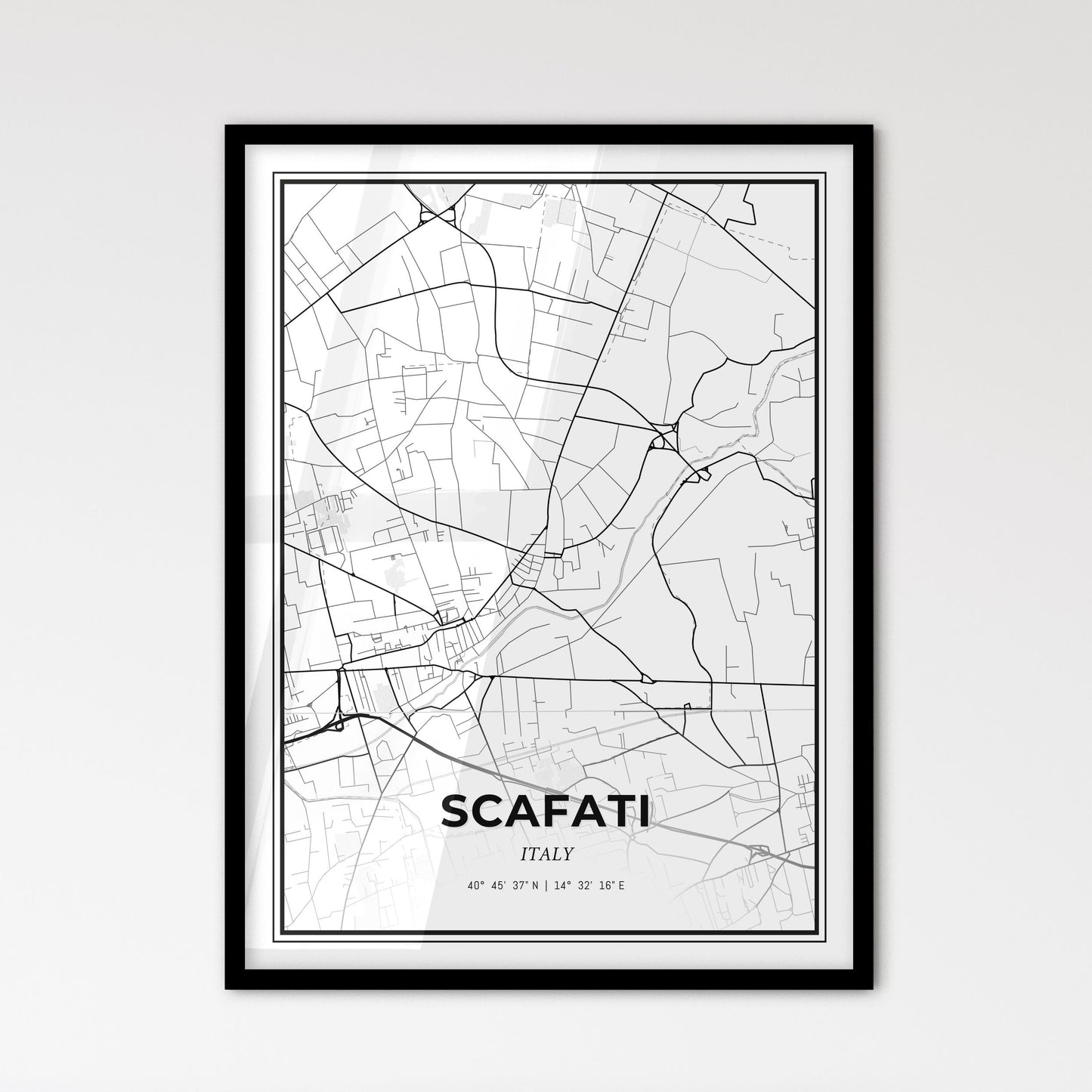 Scafati Italy - Scandinavian Style City Map for Modern Home Decor