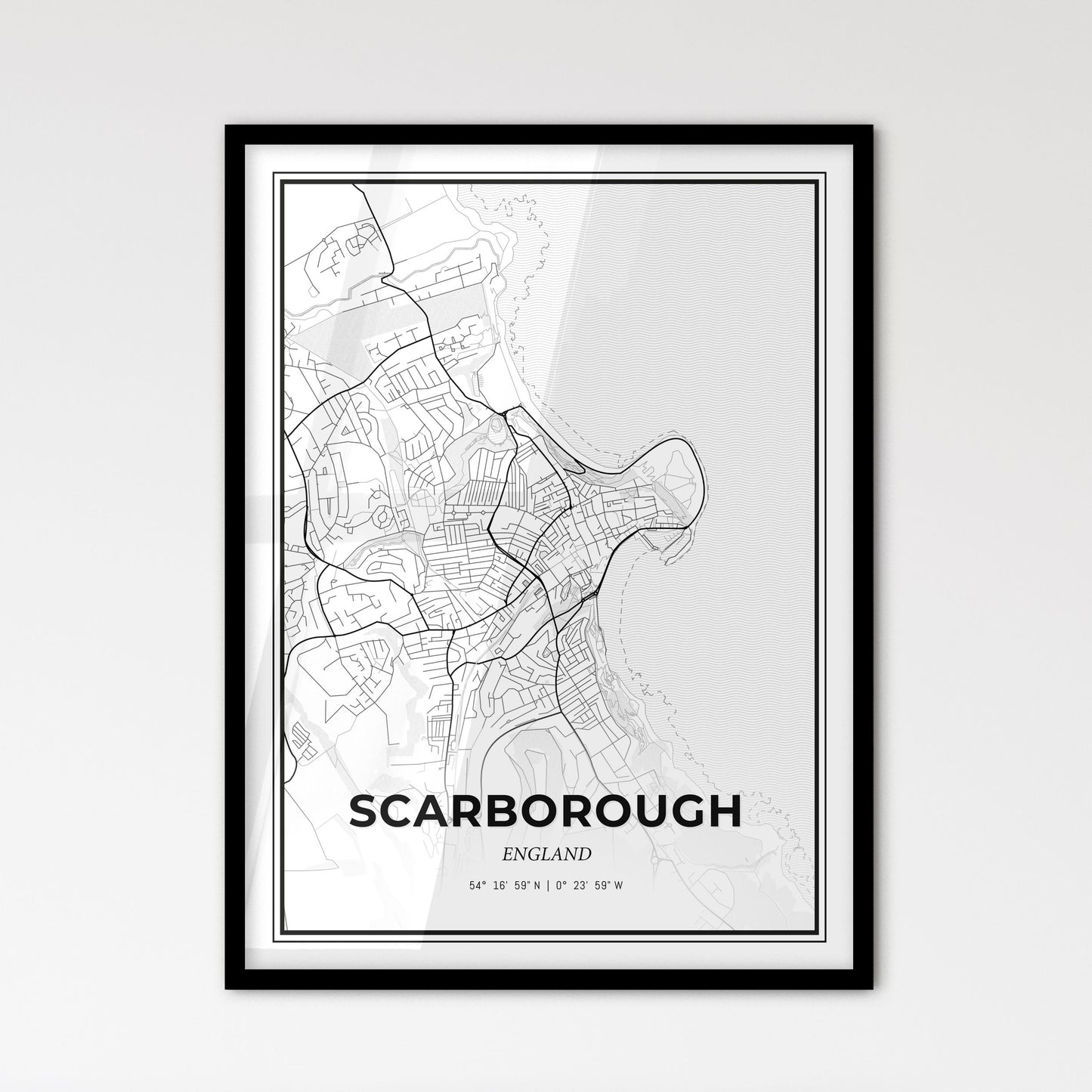 Scarborough England - Scandinavian Style City Map for Modern Home Decor