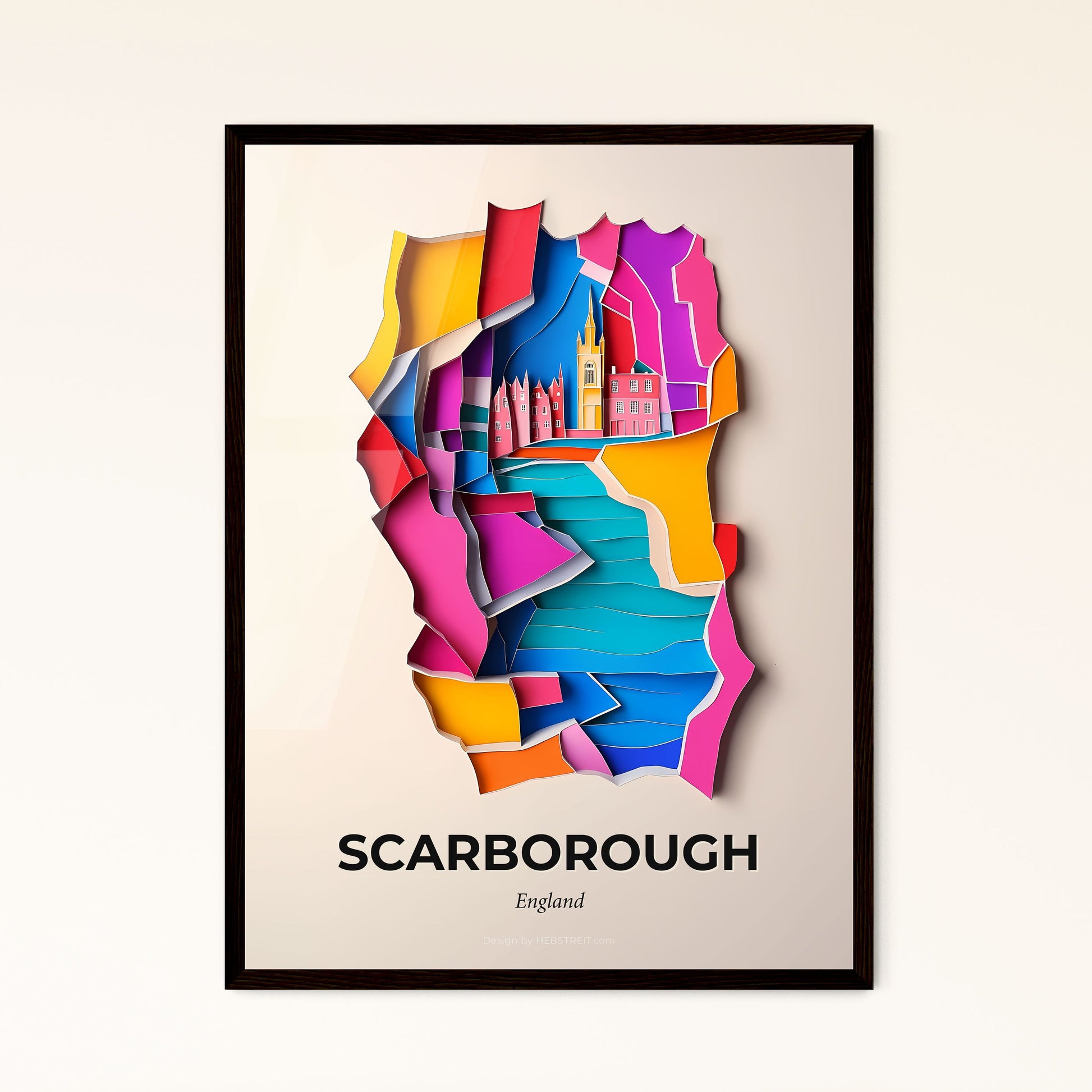 Vivid Scarborough, England - a paper cut of a city with a river