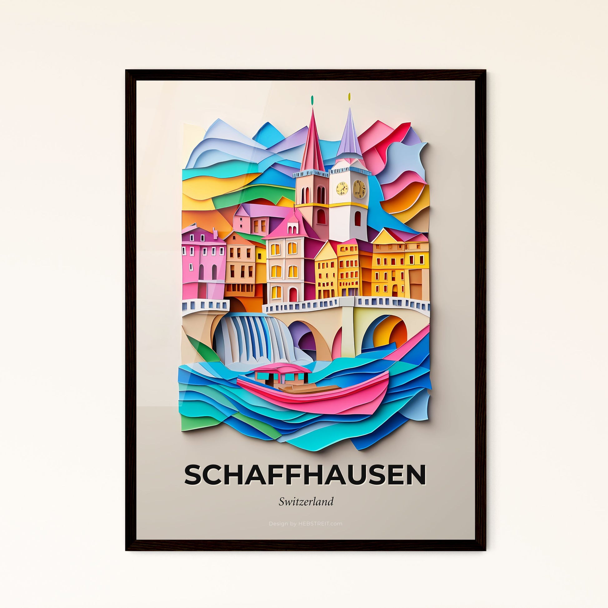 Vivid Schaffhausen, Switzerland - a paper cut of a city with a clock tower