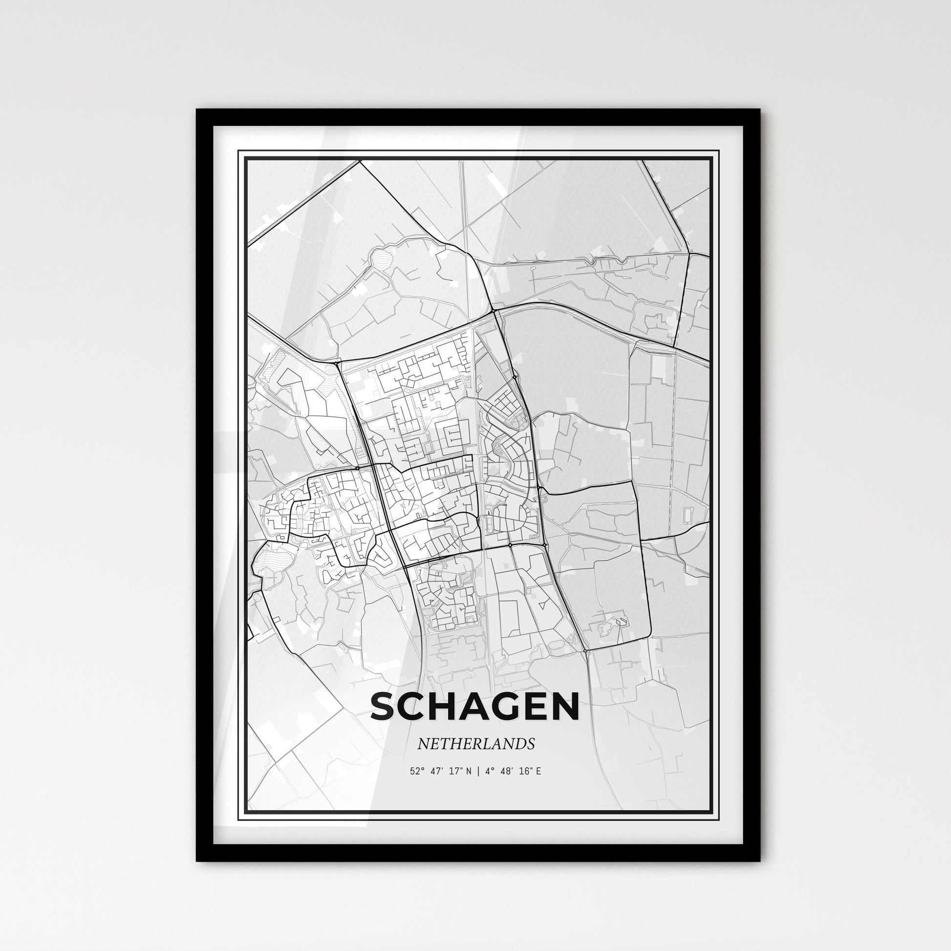  Schagen Netherlands - Scandinavian Style City Map for Modern Home Decor