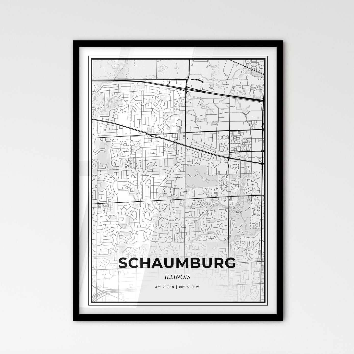 Schaumburg Illinois - Scandinavian Style City Map for Modern Home Decor